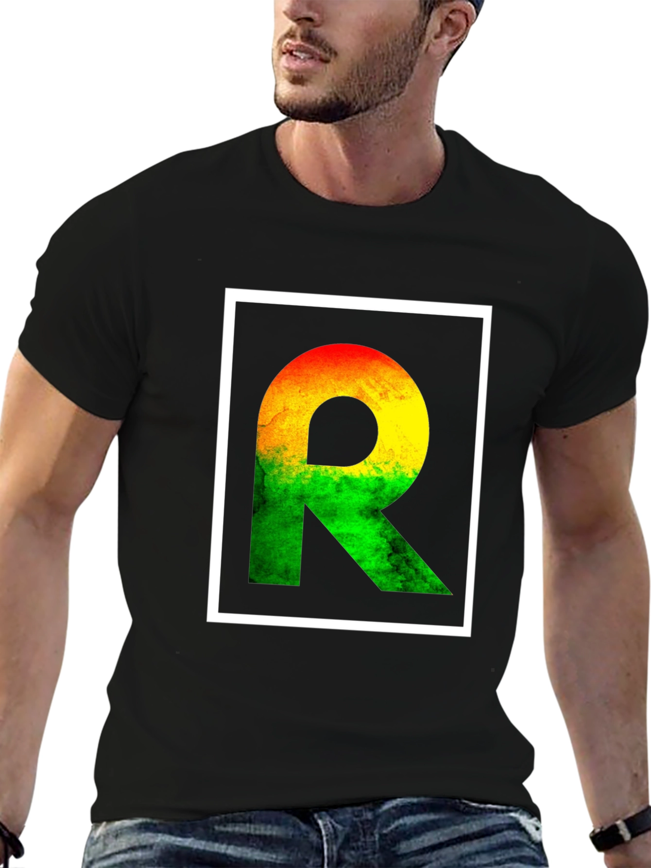 Rasta R Letter T-Shirt - Reggae Style Graphic Tee