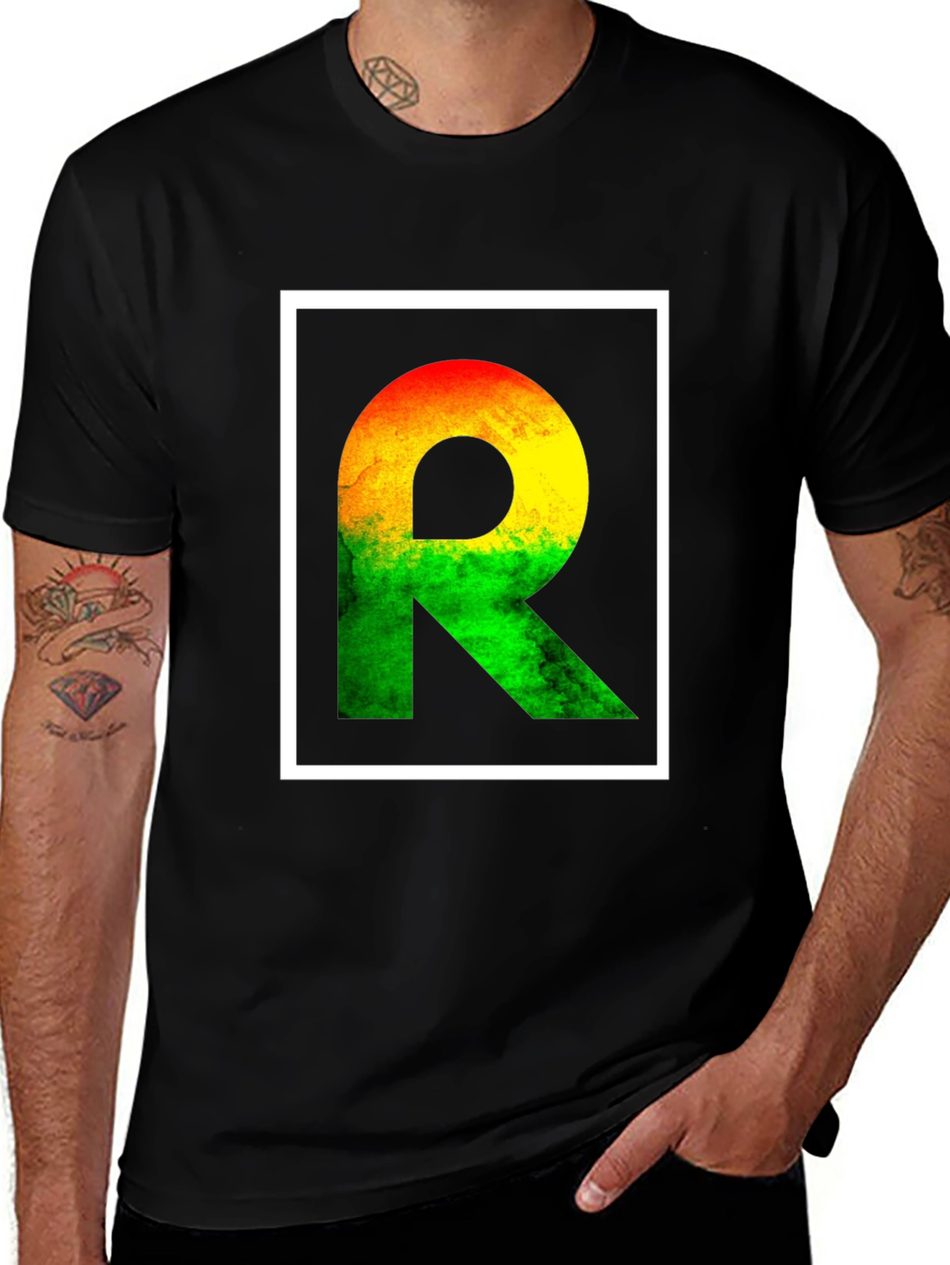 Rasta R Letter T-Shirt - Reggae Style Graphic Tee