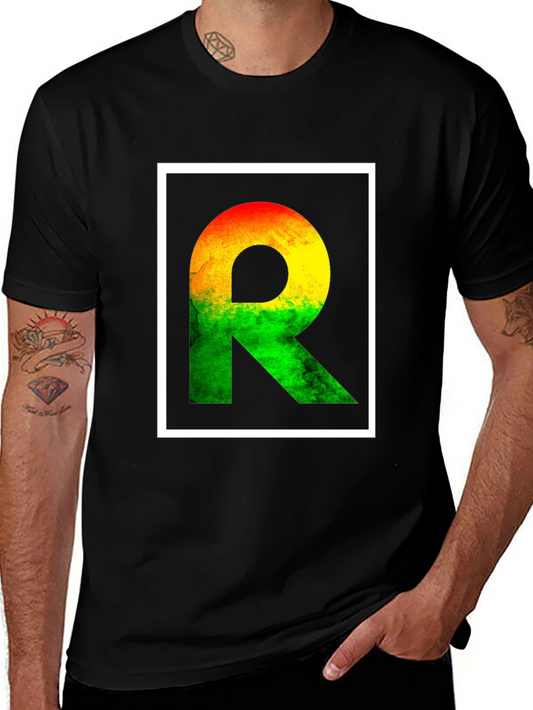 Rasta R Letter T-Shirt - Reggae Style Graphic Tee