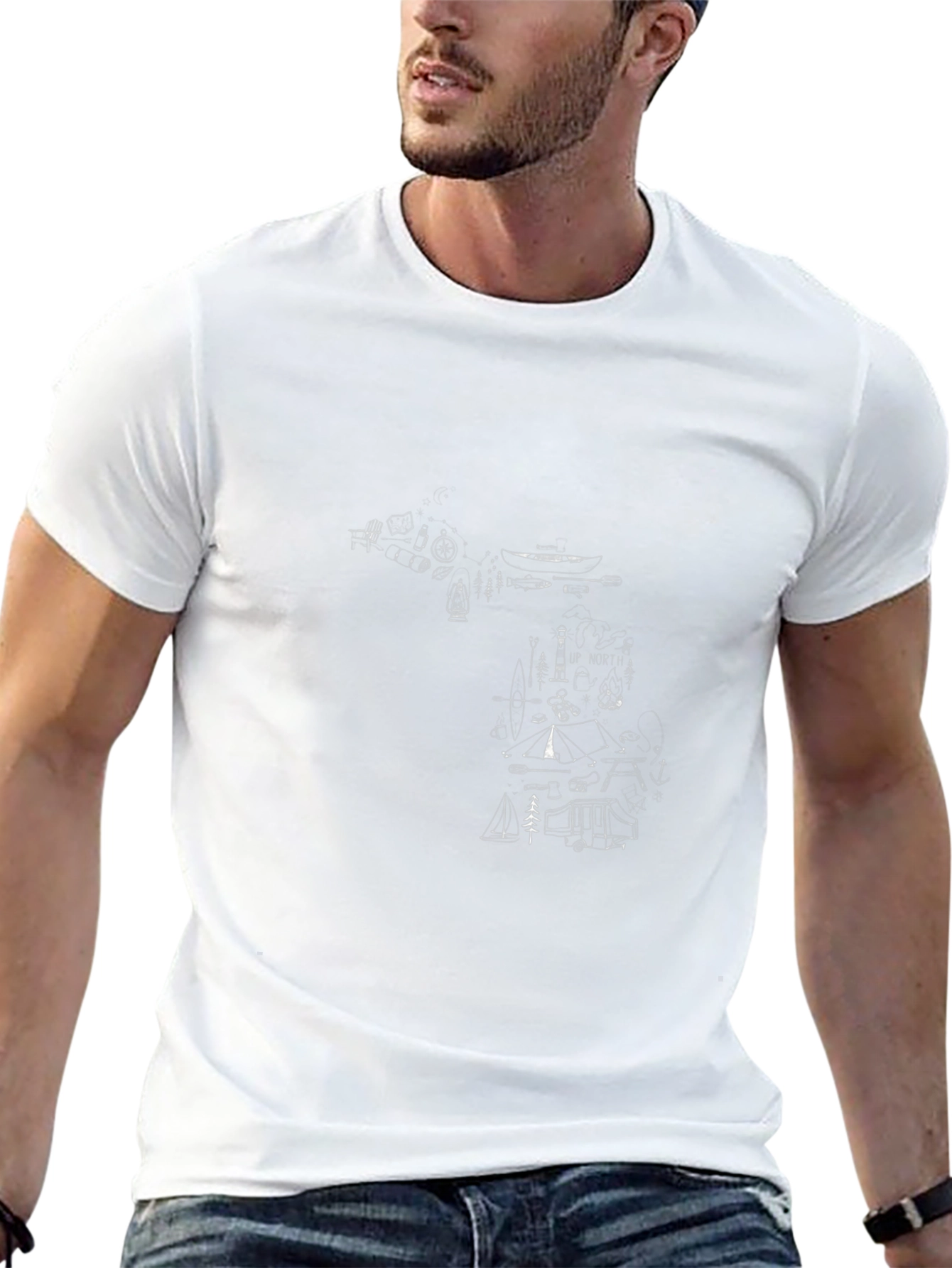 Geometric Outline Graphic Print Black Tee