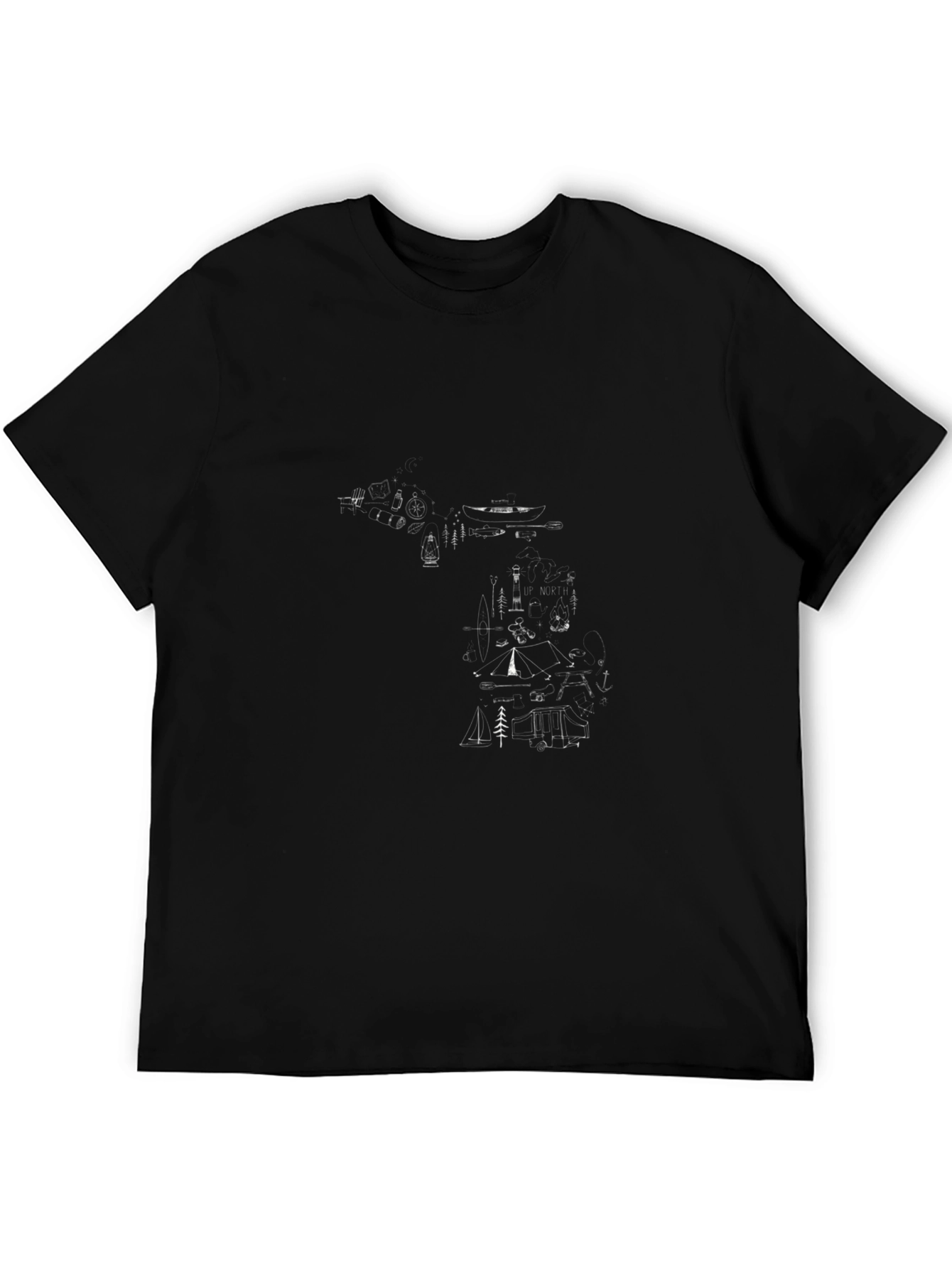 Geometric Outline Graphic Print Black Tee