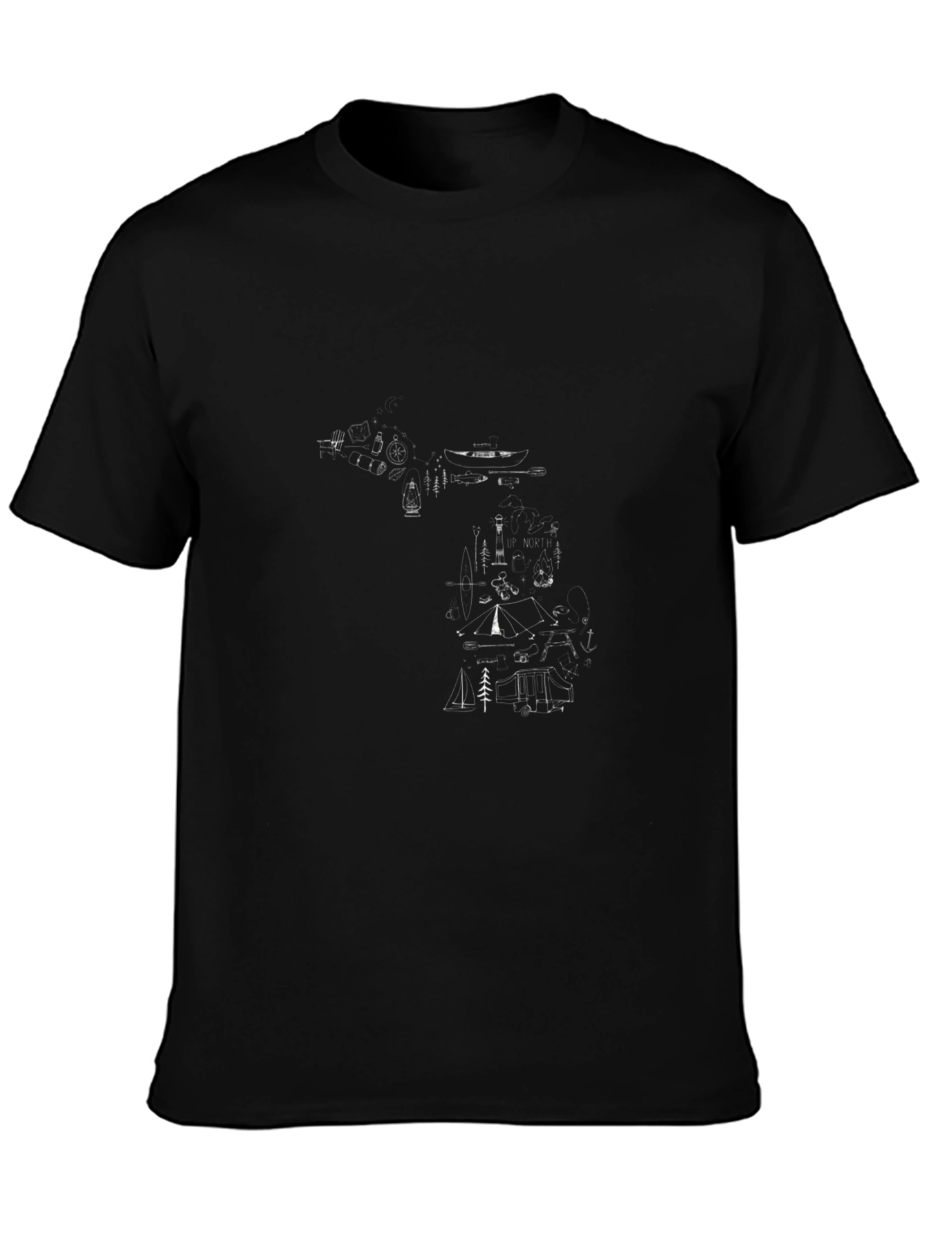 Geometric Outline Graphic Print Black Tee