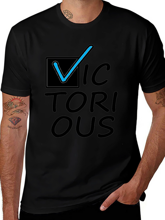 Victorious Graphic Tee - Black Cotton Casual T-Shirt