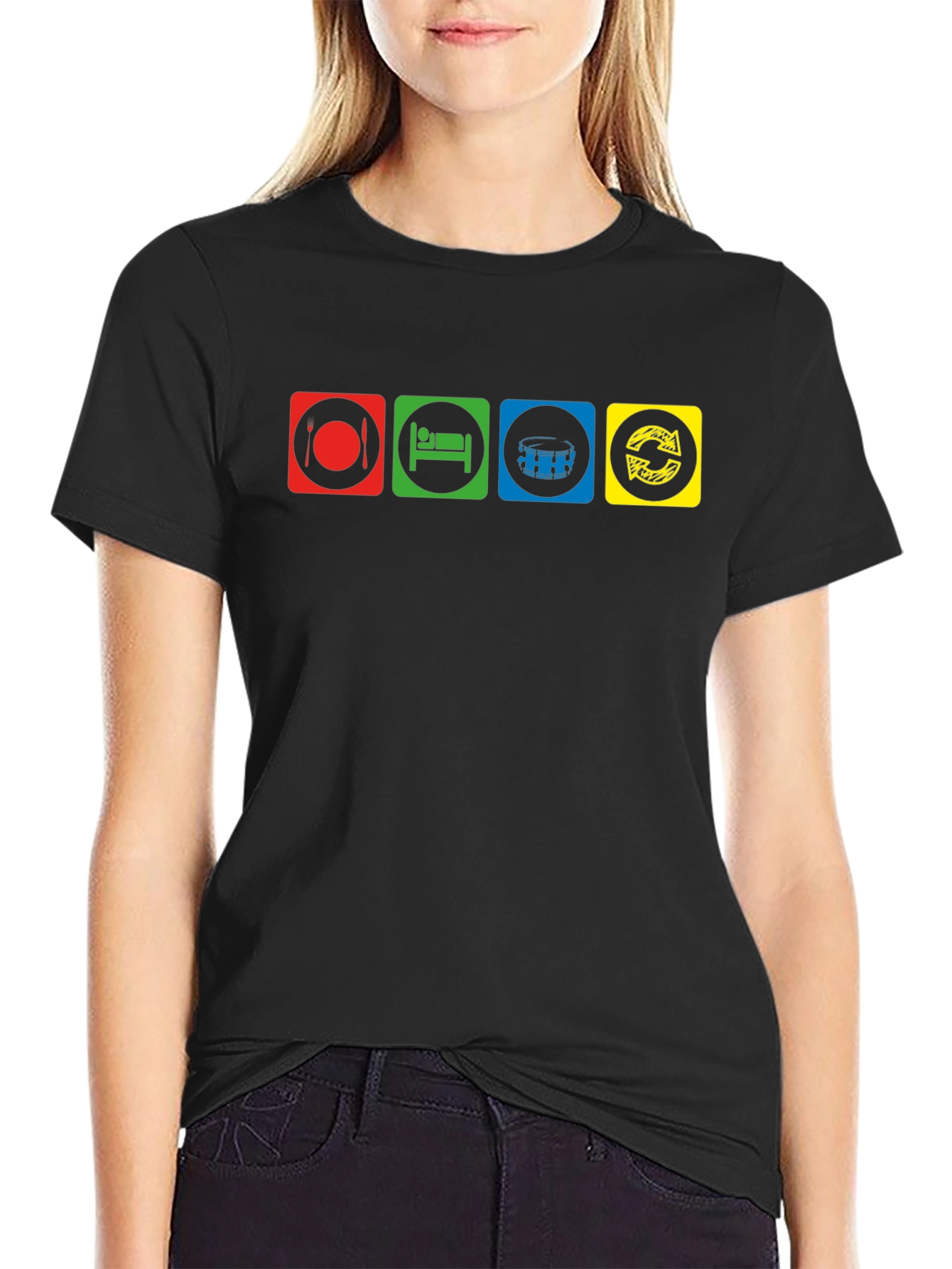 Eat Sleep Drum Repeat Black T-Shirt