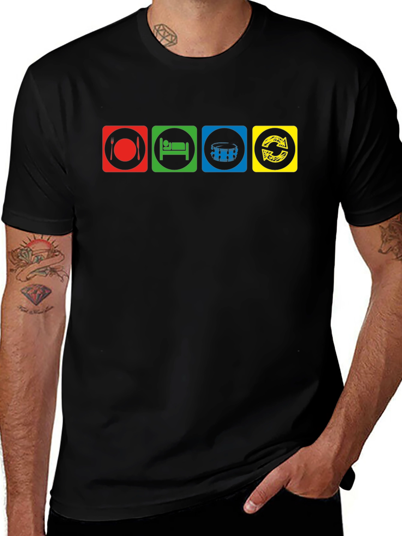 Eat Sleep Drum Repeat Black T-Shirt