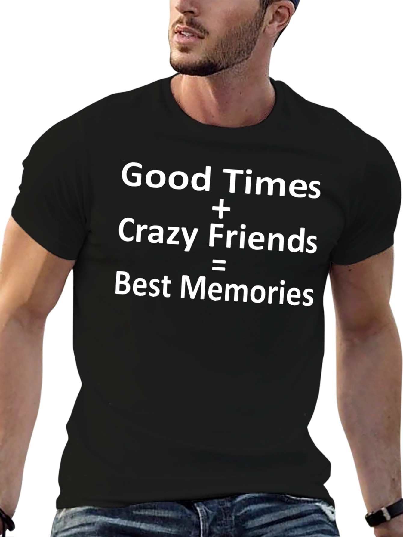 Good Times Crazy Friends Black Graphic Tee