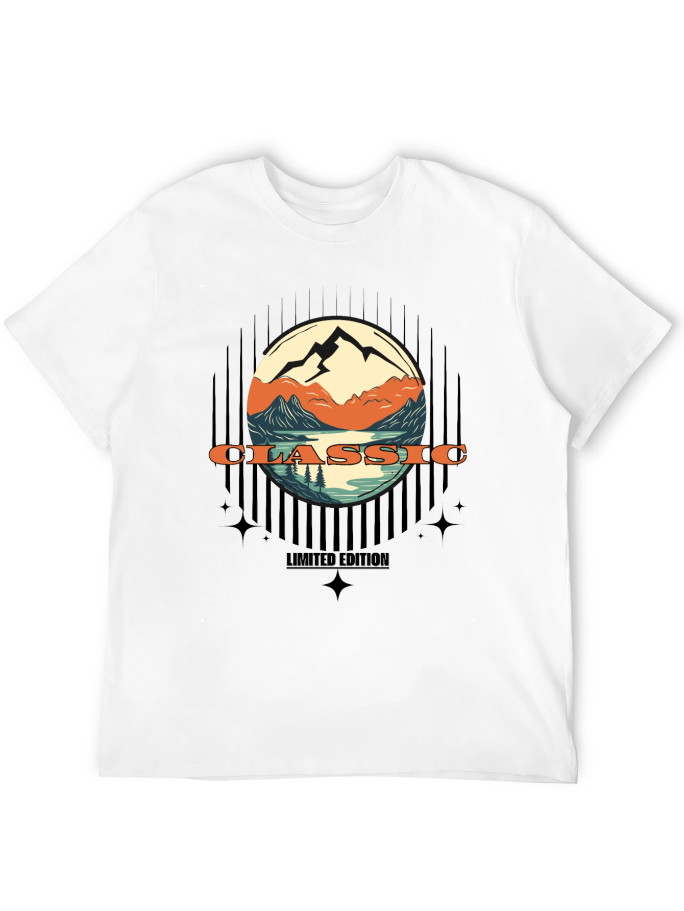 Classic Mountain Scene Graphic T-Shirt
