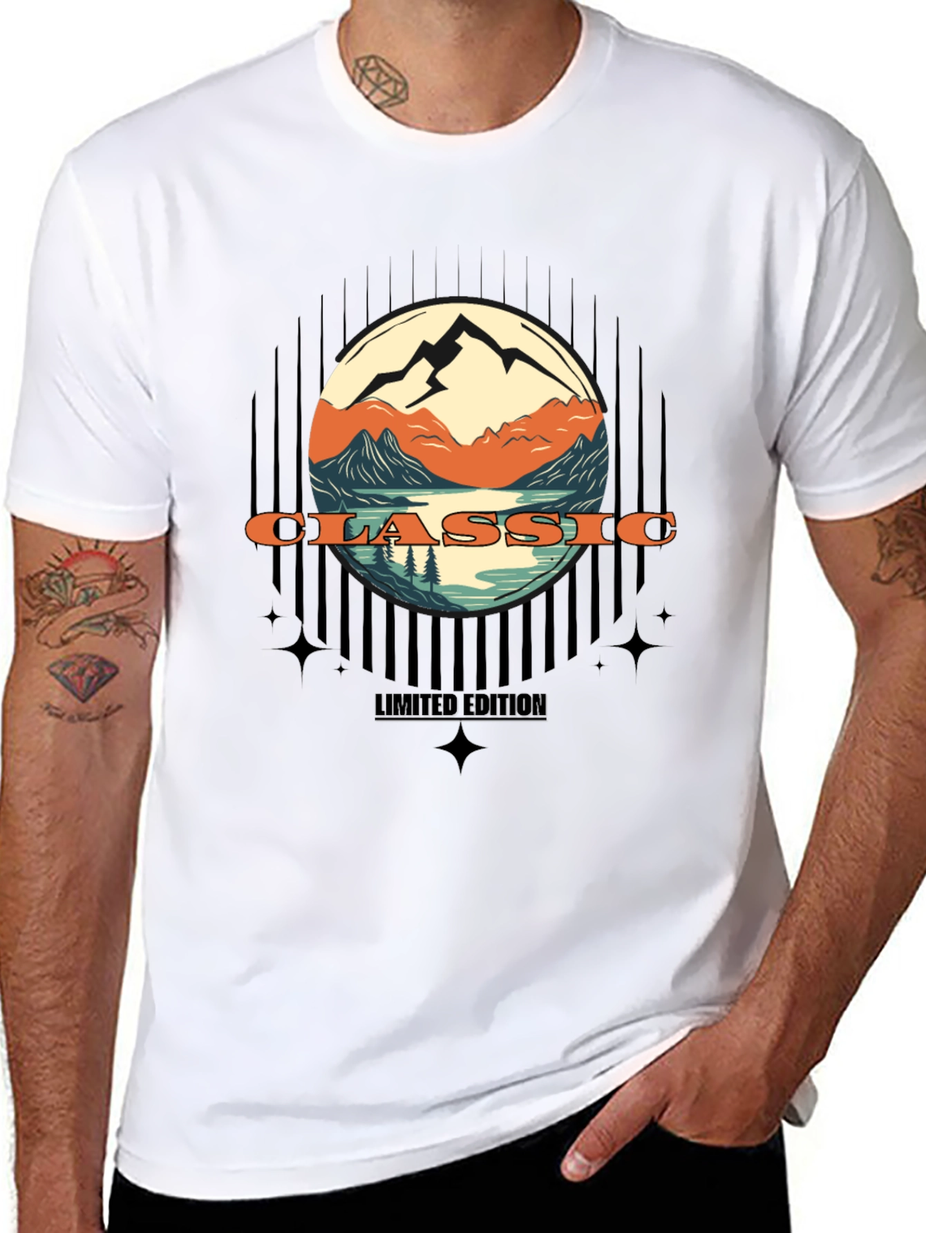 Classic Mountain Scene Graphic T-Shirt