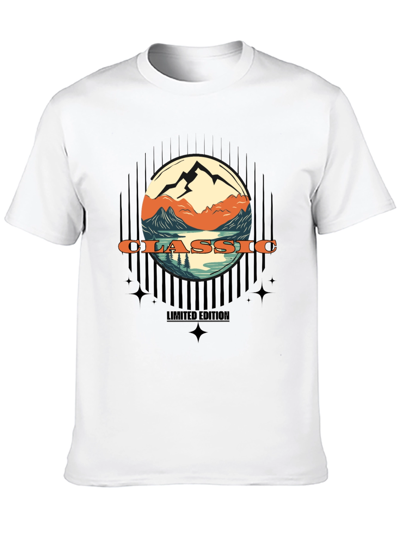 Classic Mountain Scene Graphic T-Shirt
