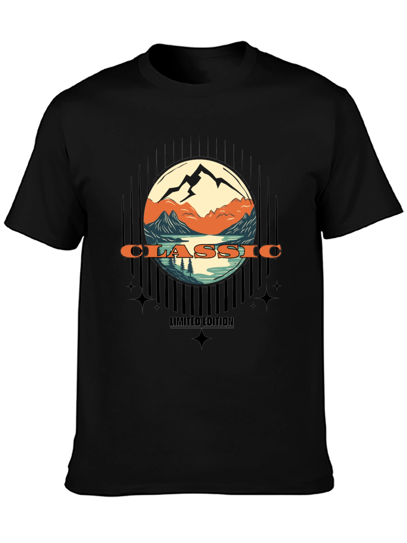 Classic Mountain Scene Graphic T-Shirt