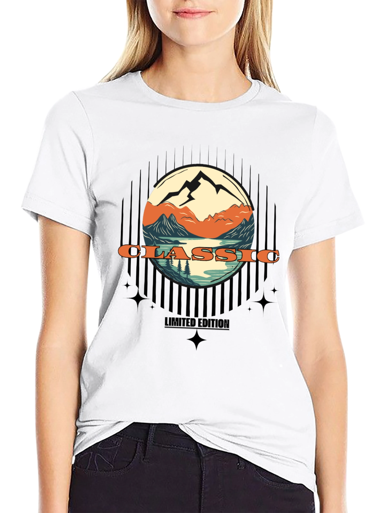 Classic Mountain Scene Graphic T-Shirt