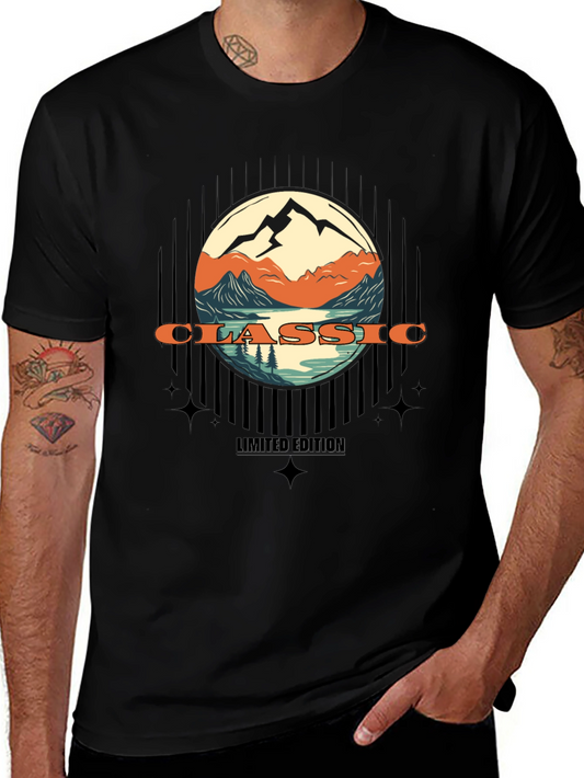 Classic Mountain Scene Graphic T-Shirt