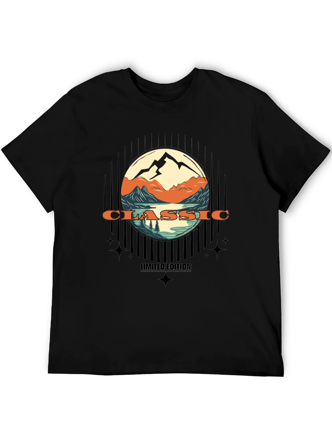 Classic Mountain Scene Graphic T-Shirt