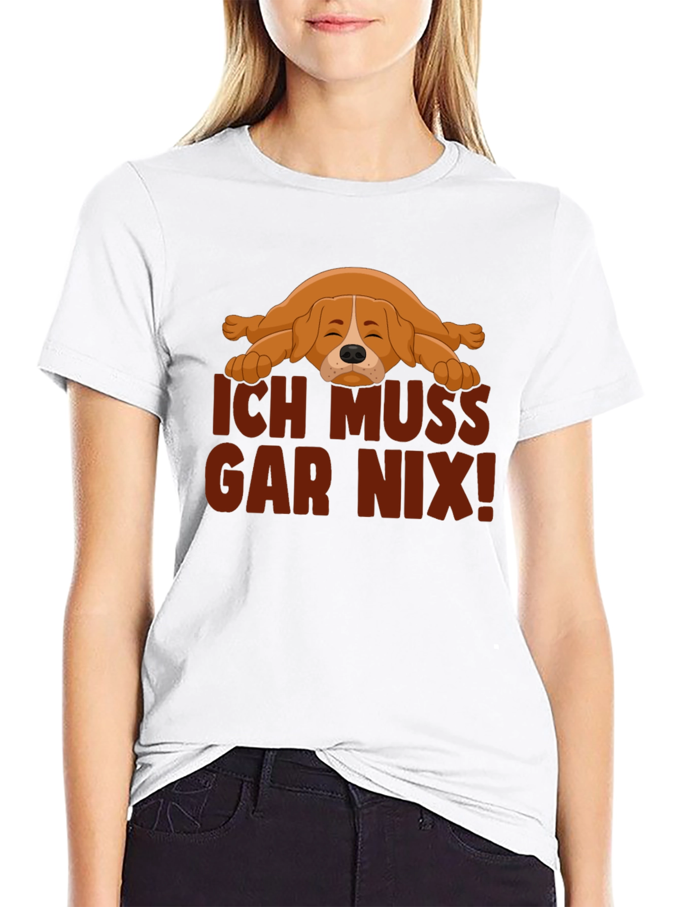 Ich Muss Gar Nix! Lazy Dog Graphic T-Shirt