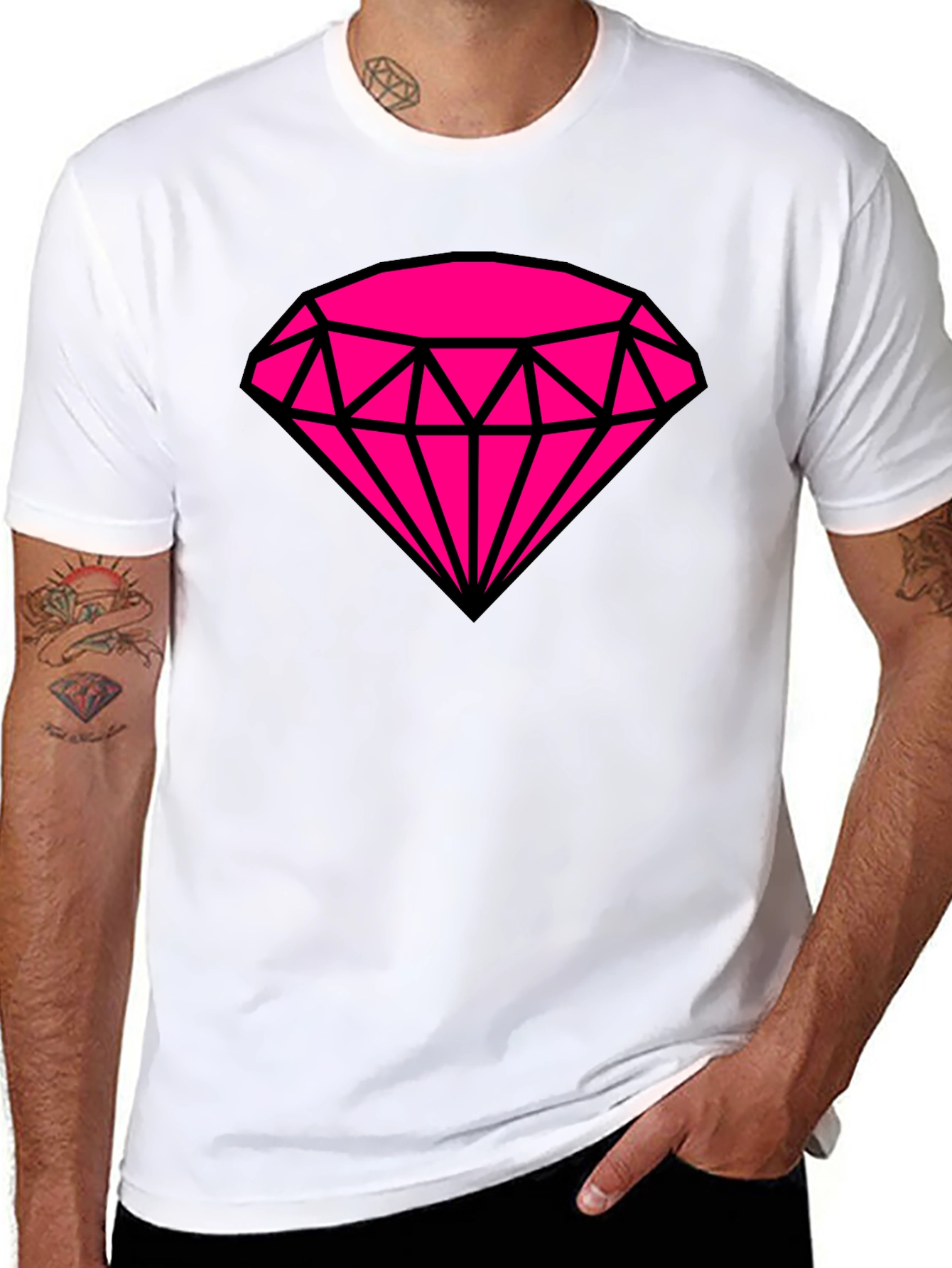Bold Graphic Tee: Hot Pink Diamond Design