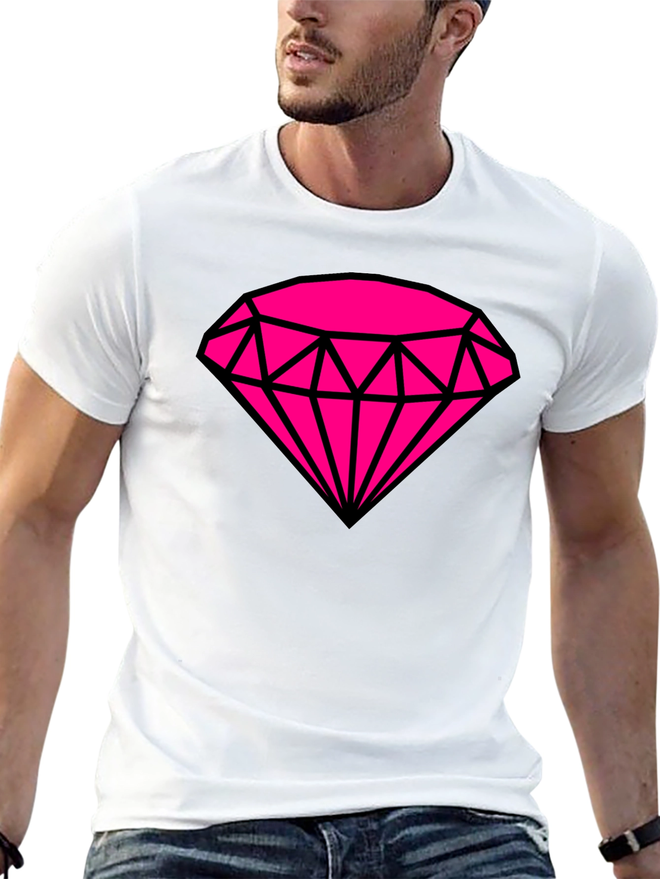 Bold Graphic Tee: Hot Pink Diamond Design