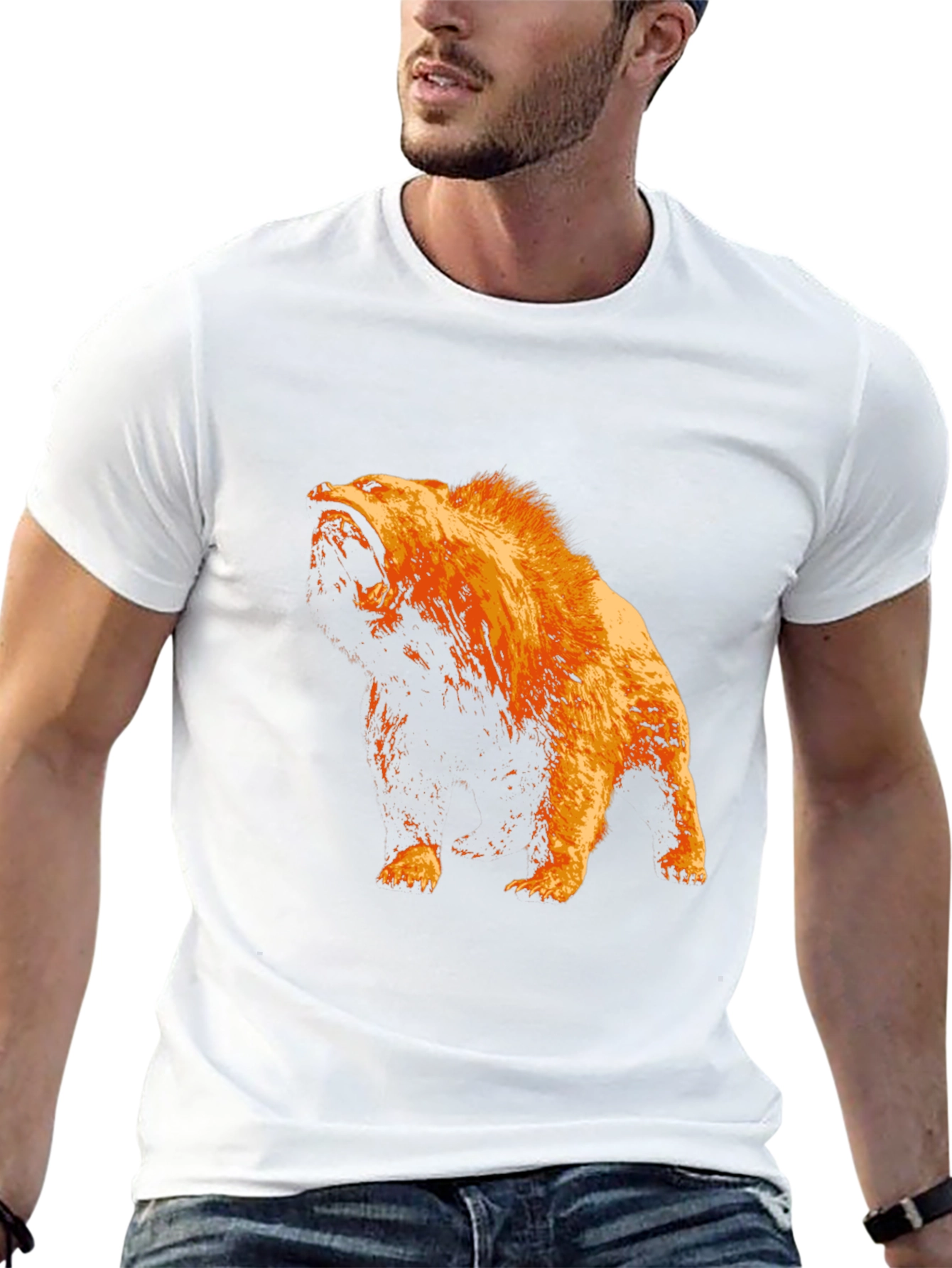 Bear Graphic T-Shirt - Black Cotton Tee