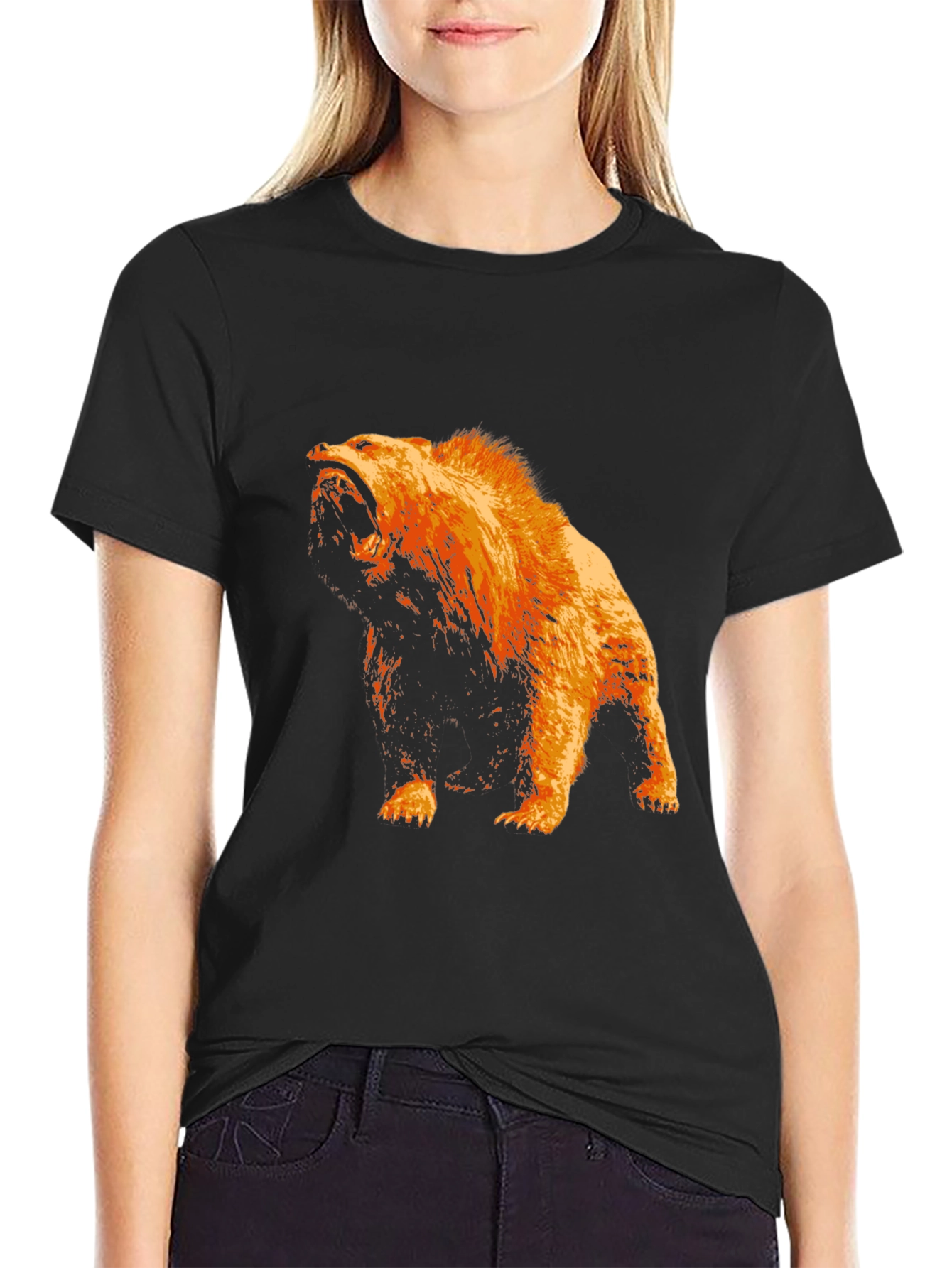 Bear Graphic T-Shirt - Black Cotton Tee