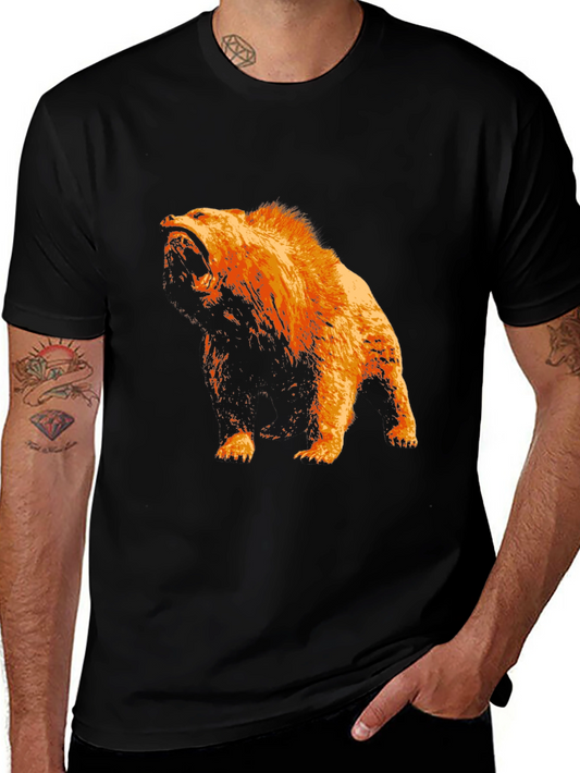 Bear Graphic T-Shirt - Black Cotton Tee