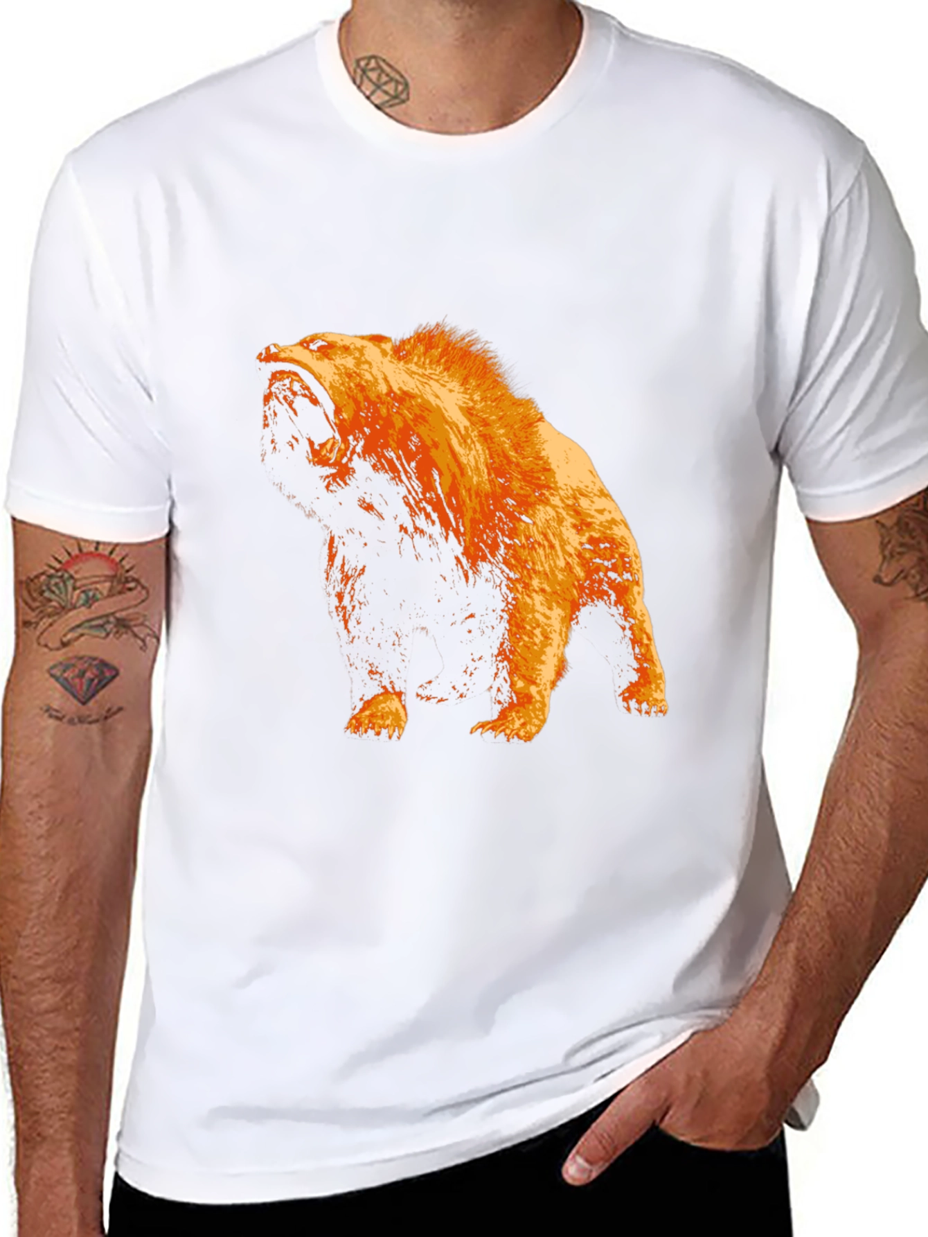Bear Graphic T-Shirt - Black Cotton Tee