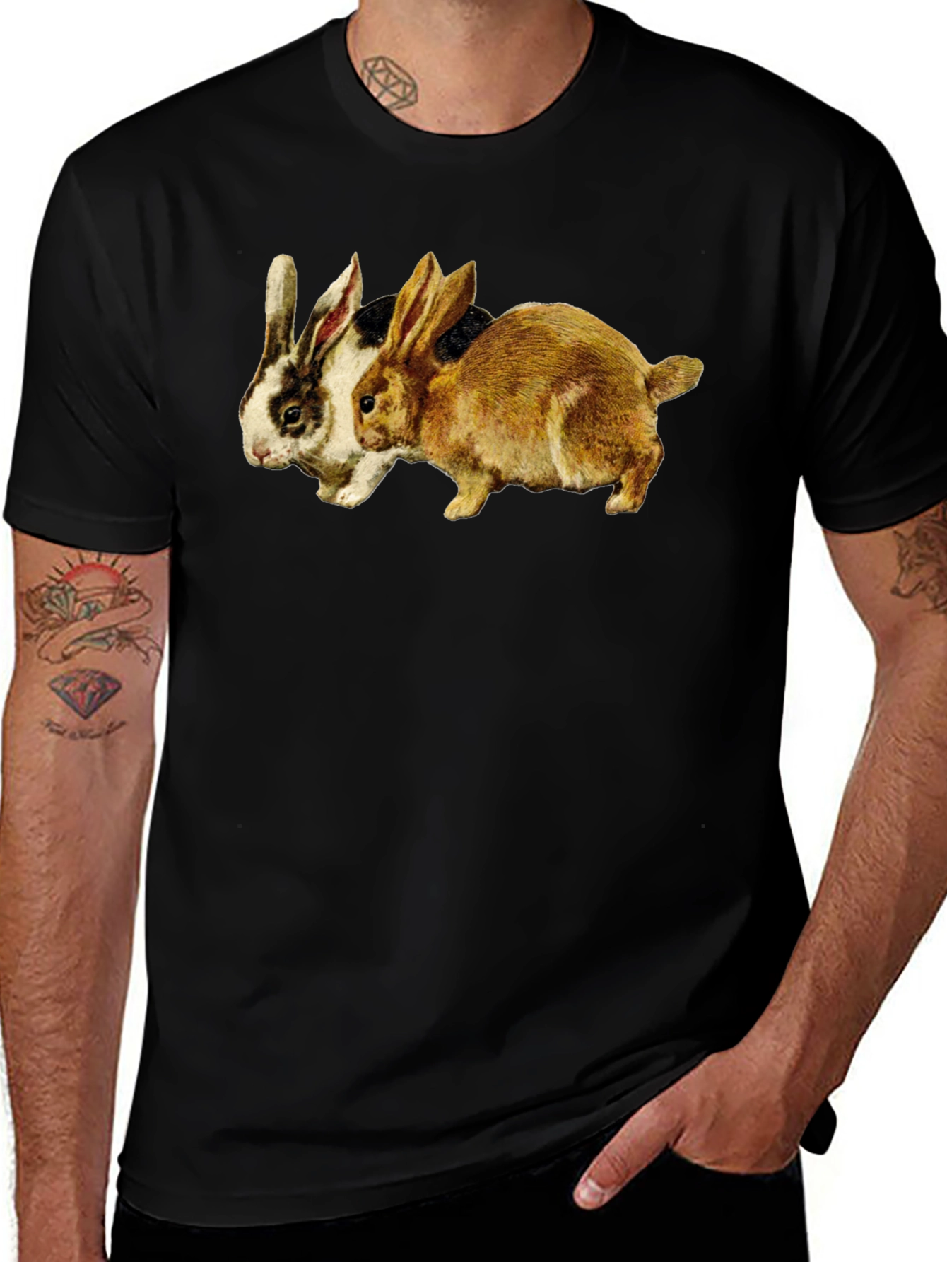 Rabbits Graphic Tee - Classic Black T-Shirt