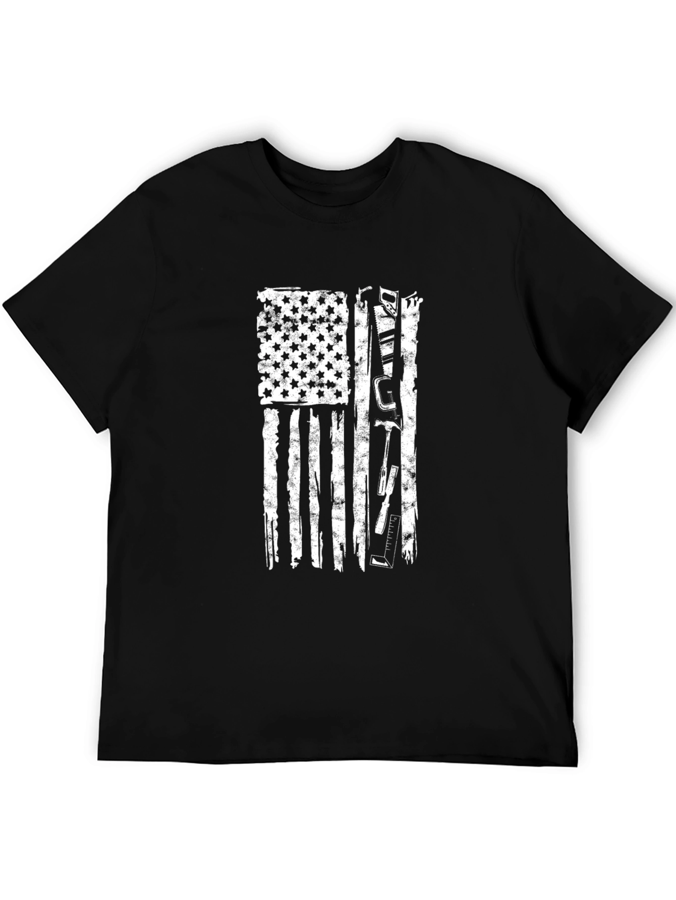 Distressed USA Flag Construction Worker T-Shirt