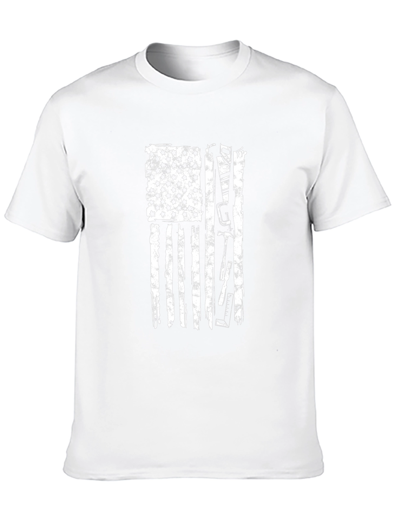 Distressed USA Flag Construction Worker T-Shirt
