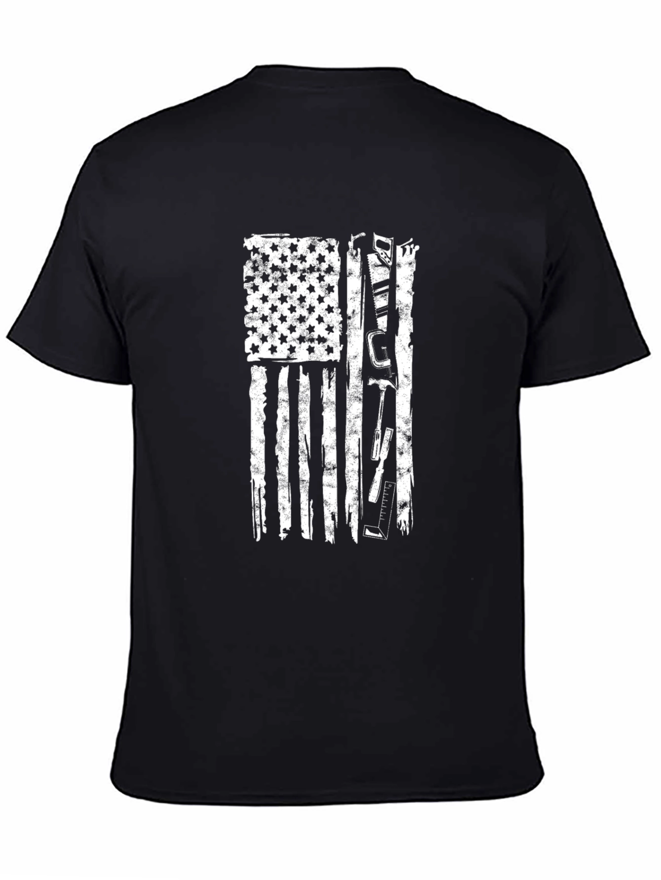 Distressed USA Flag Construction Worker T-Shirt
