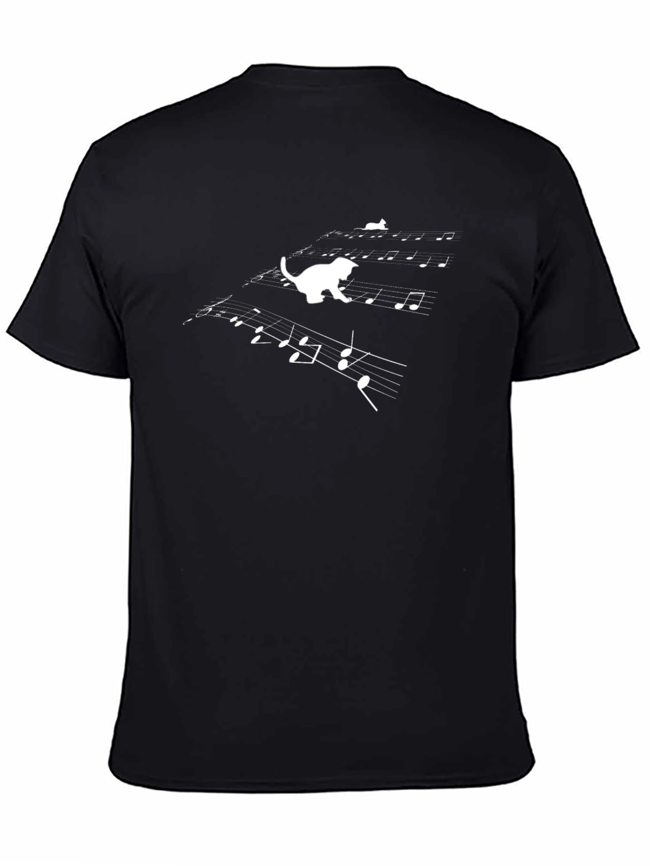 Cat on Sheet Music T-Shirt - Black