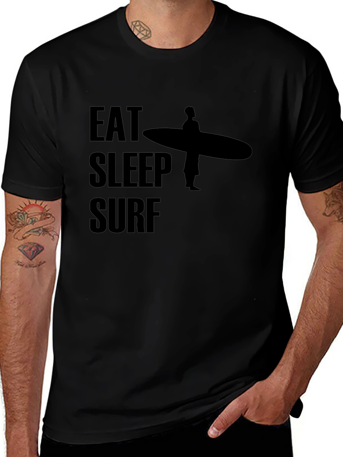 Eat Sleep Surf Graphic Tee - Surfer Lifestyle Shirt