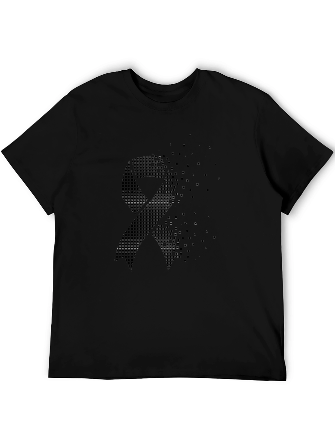 Black Ribbon Pixel Art Graphic T-Shirt