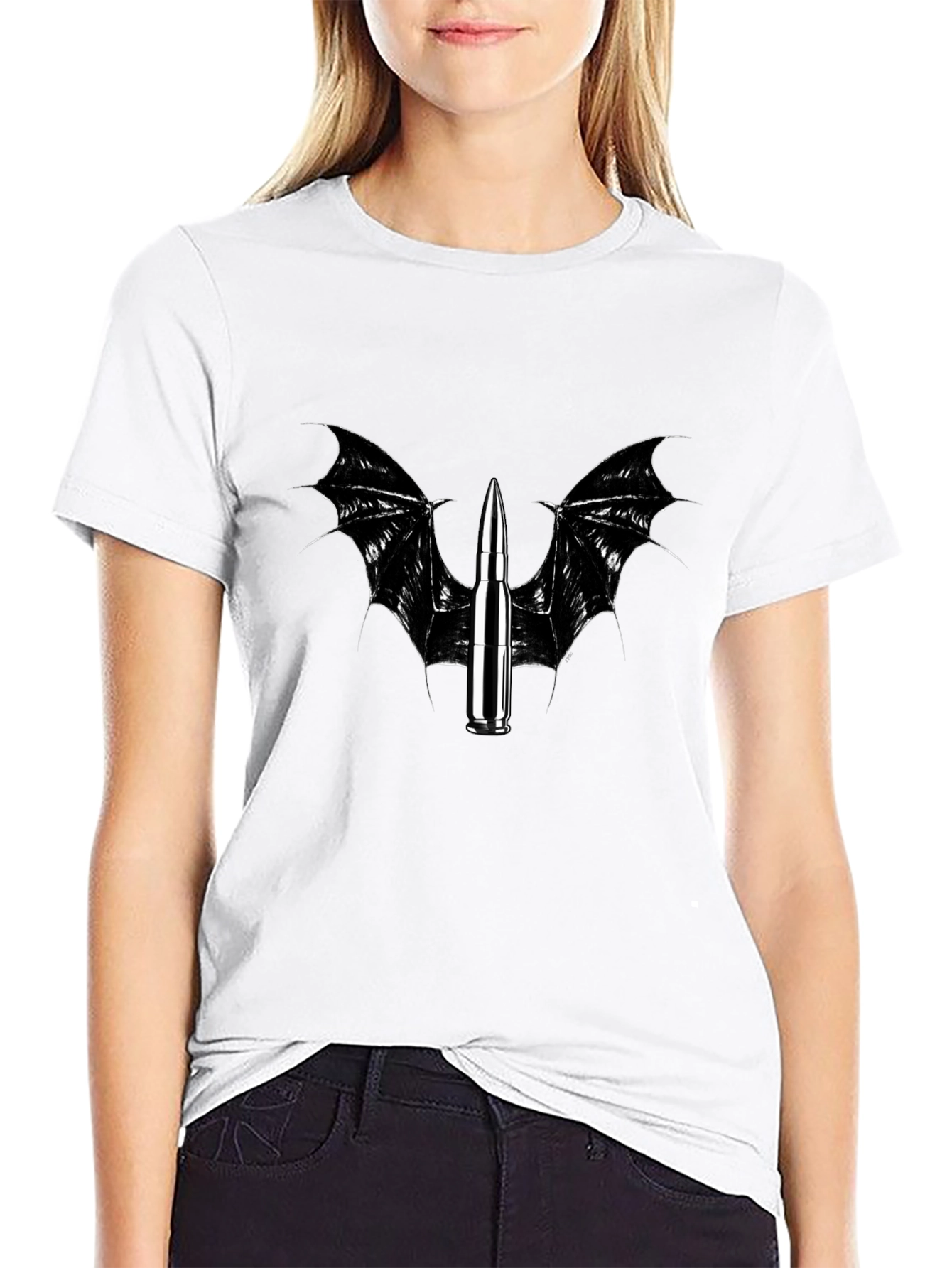 Winged Bullet Graphic Tee - Edgy Design