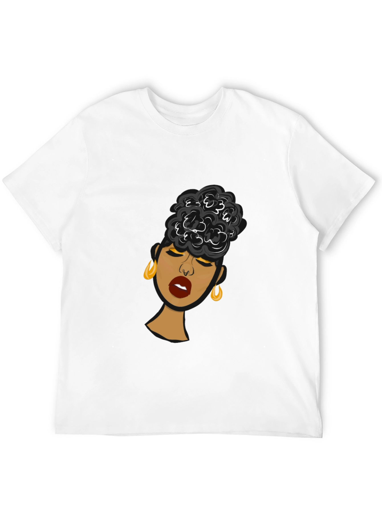 Black Woman Graphic Tee - Stylish Afro Puff Design