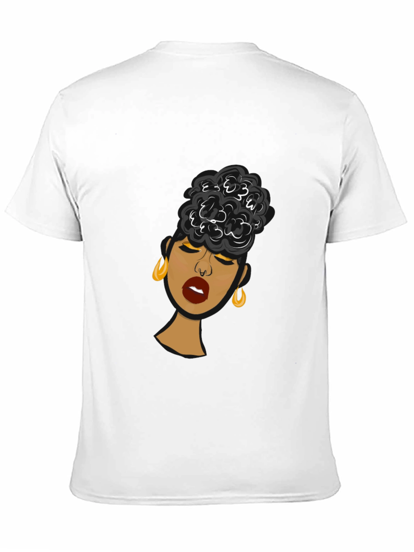 Black Woman Graphic Tee - Stylish Afro Puff Design