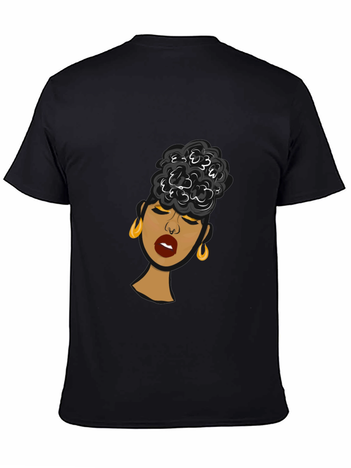 Black Woman Graphic Tee - Stylish Afro Puff Design