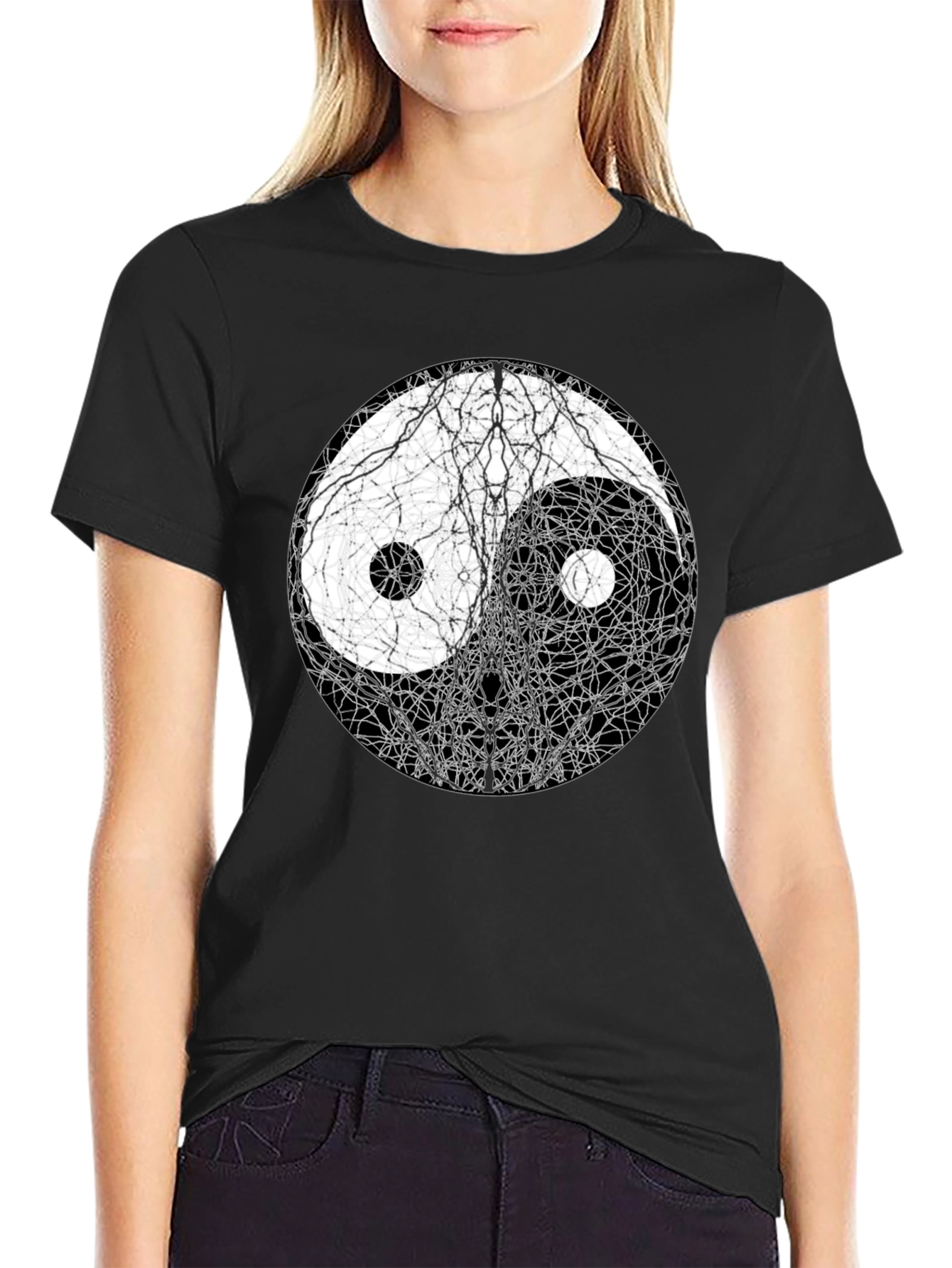 Yin Yang Tree Black T-Shirt