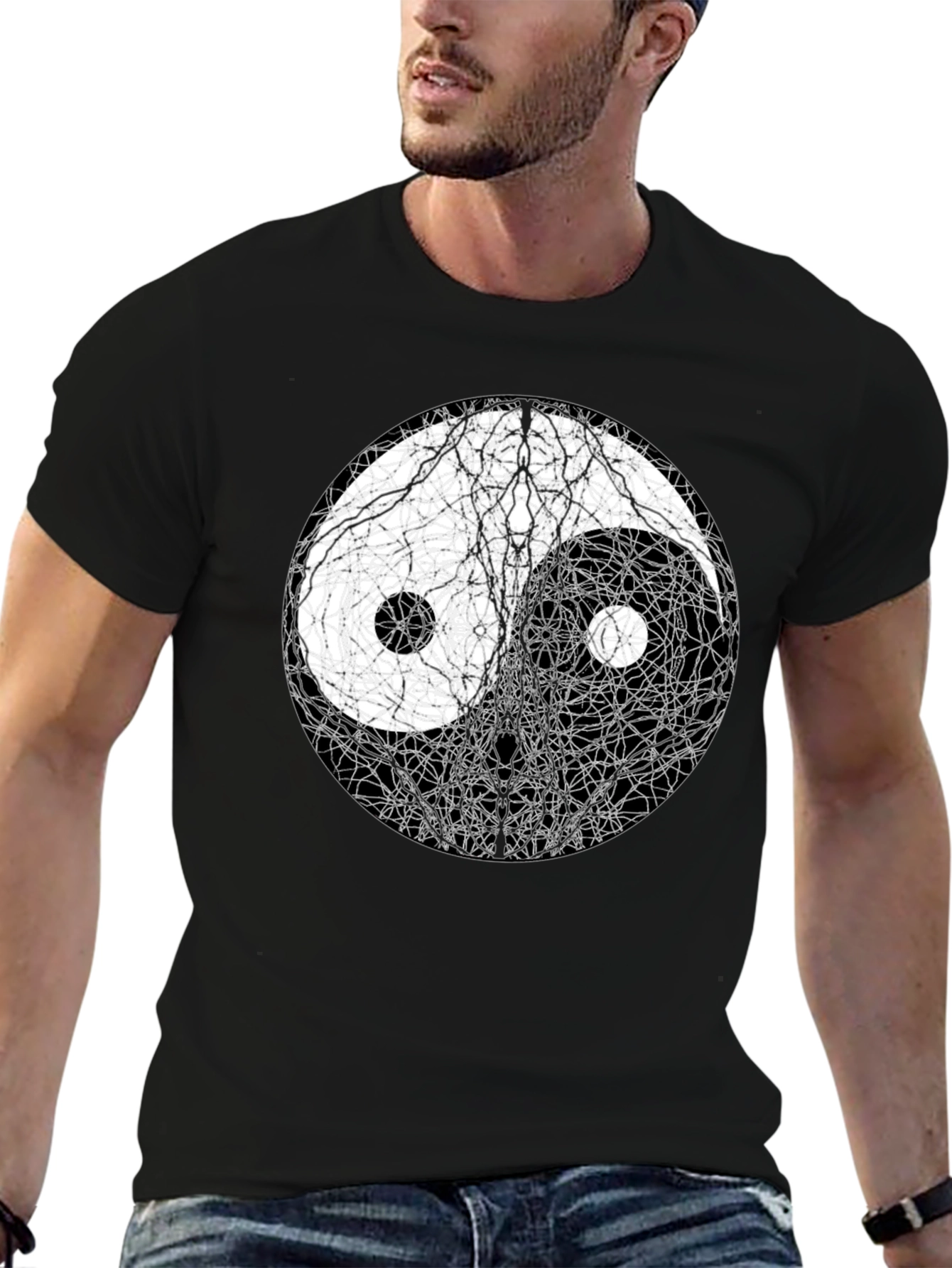 Yin Yang Tree Black T-Shirt