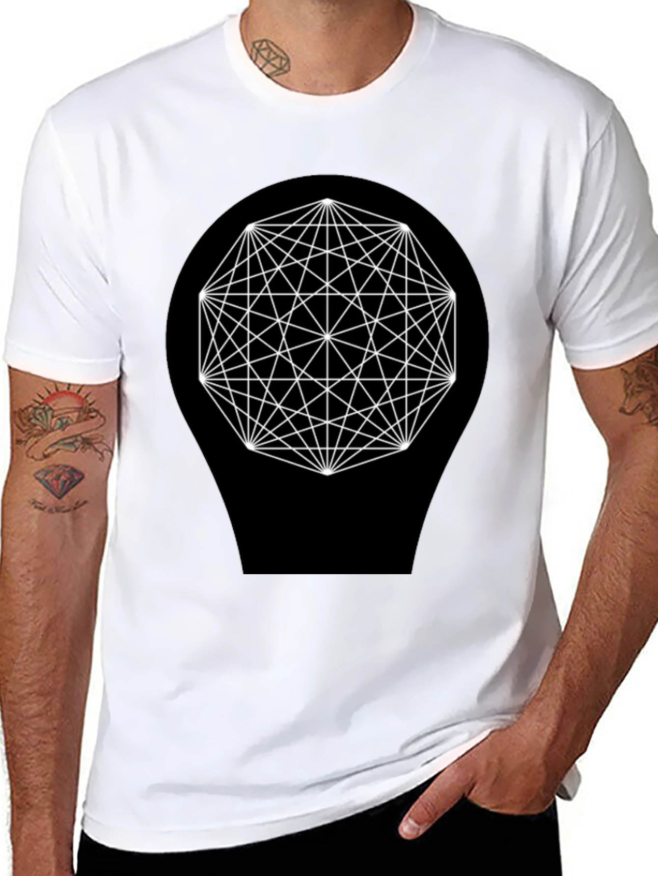 Geometric Design Black T-Shirt