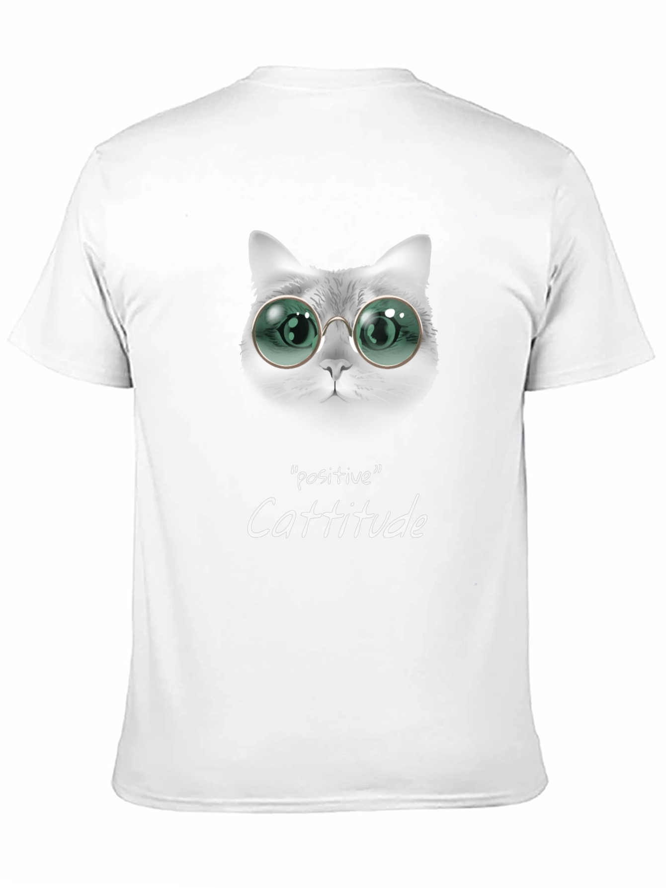 Positive Cattitude Tee - Cat with Glasses Graphic T-Shirt