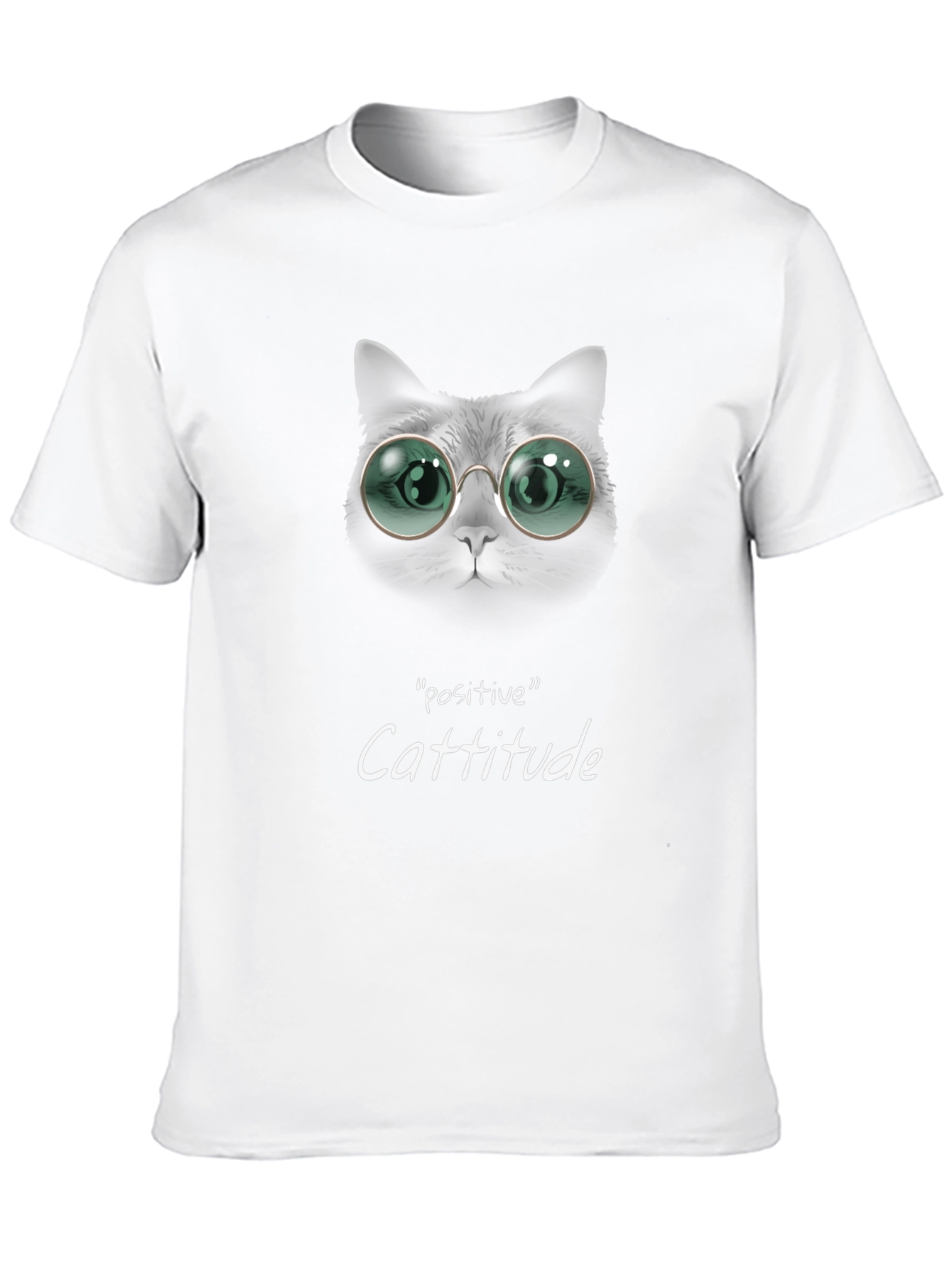 Positive Cattitude Tee - Cat with Glasses Graphic T-Shirt