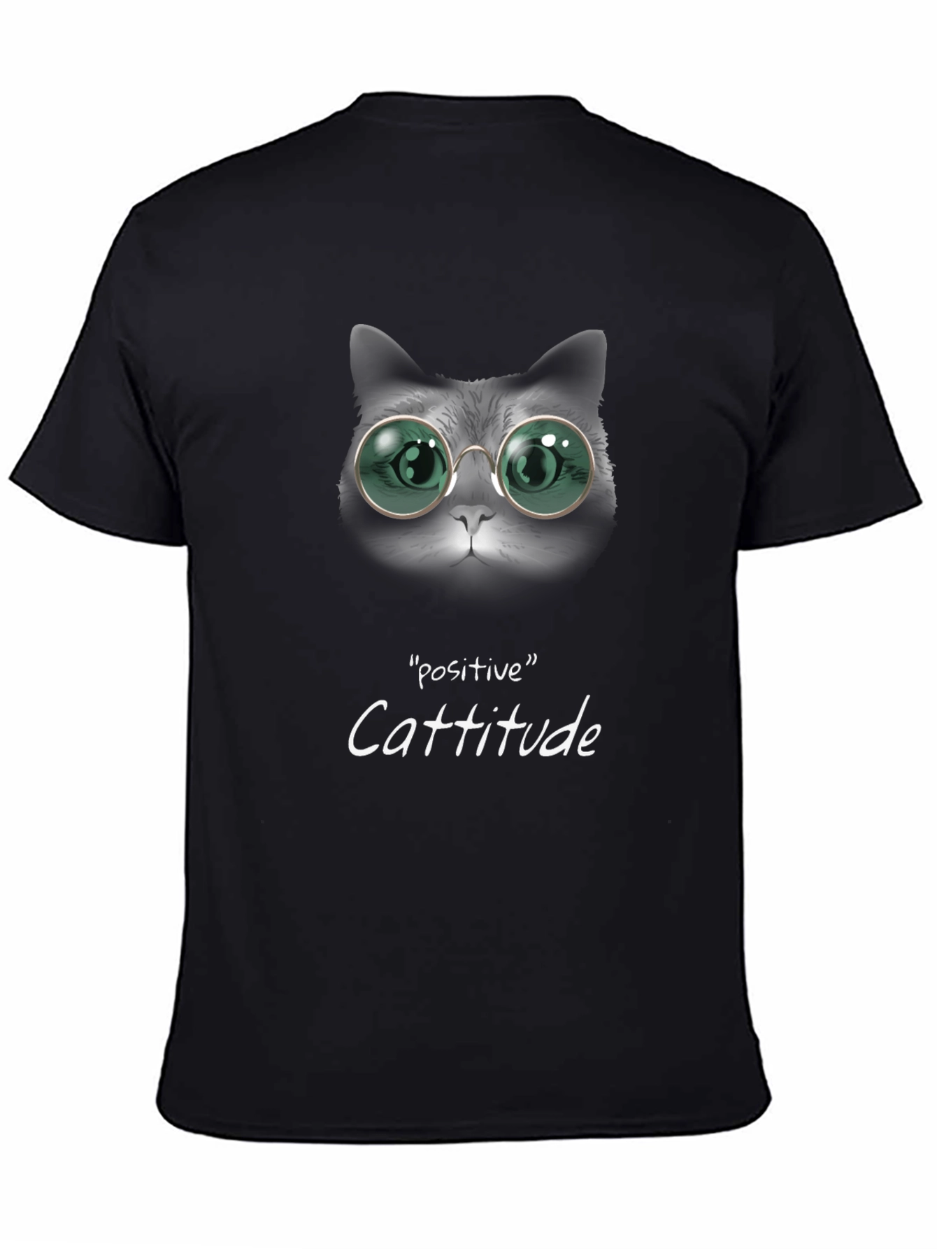 Positive Cattitude Tee - Cat with Glasses Graphic T-Shirt