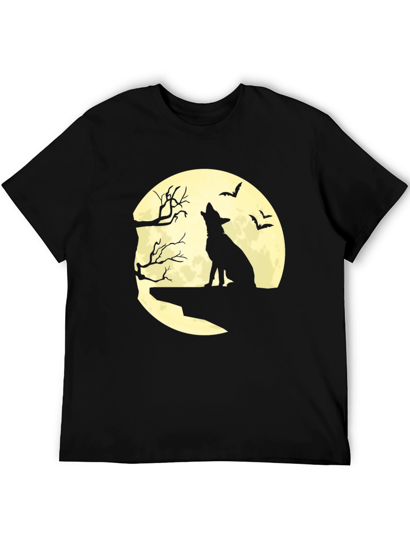 Halloween Wolf Moon Graphic Tee - Black