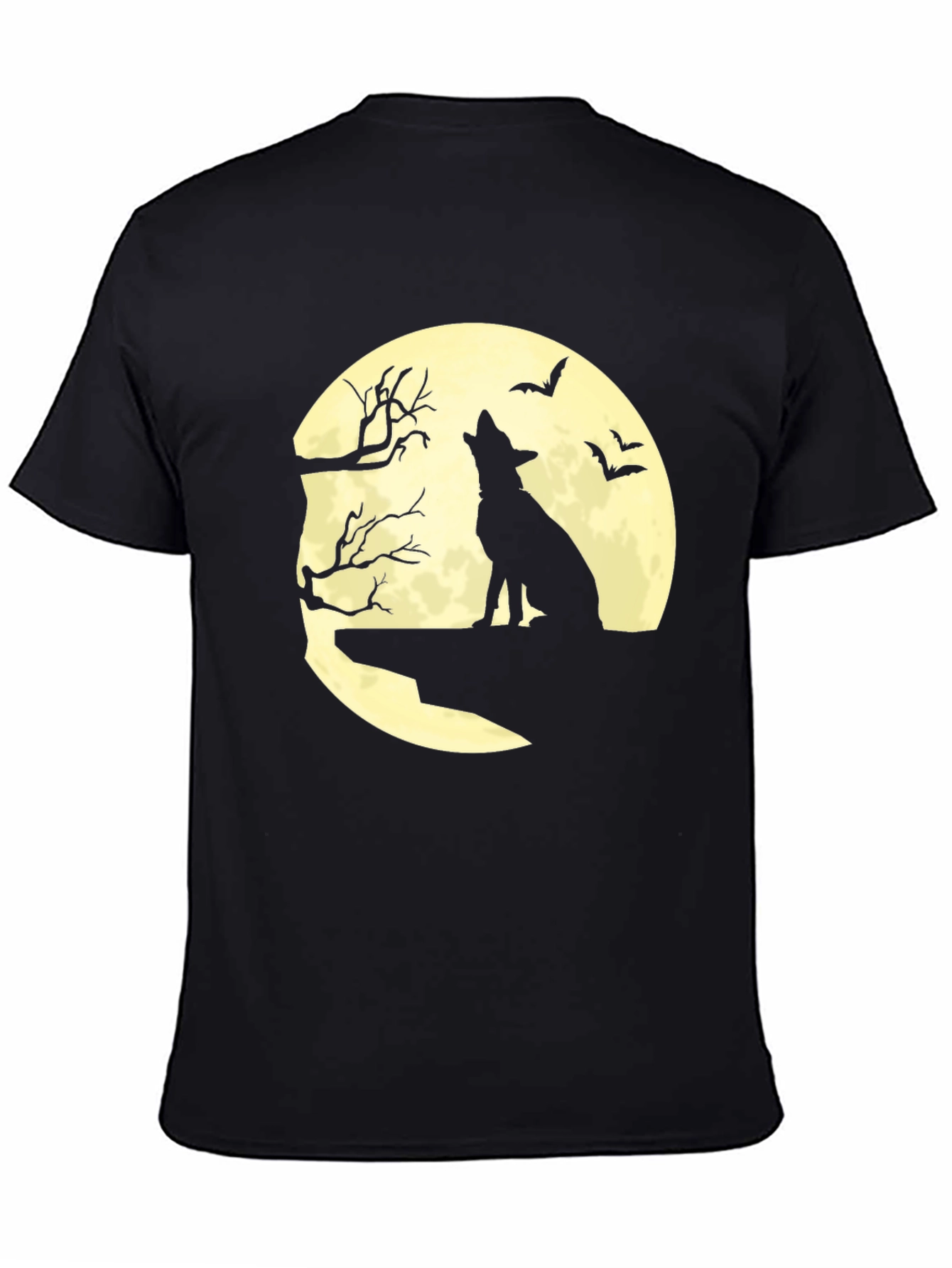 Halloween Wolf Moon Graphic Tee - Black