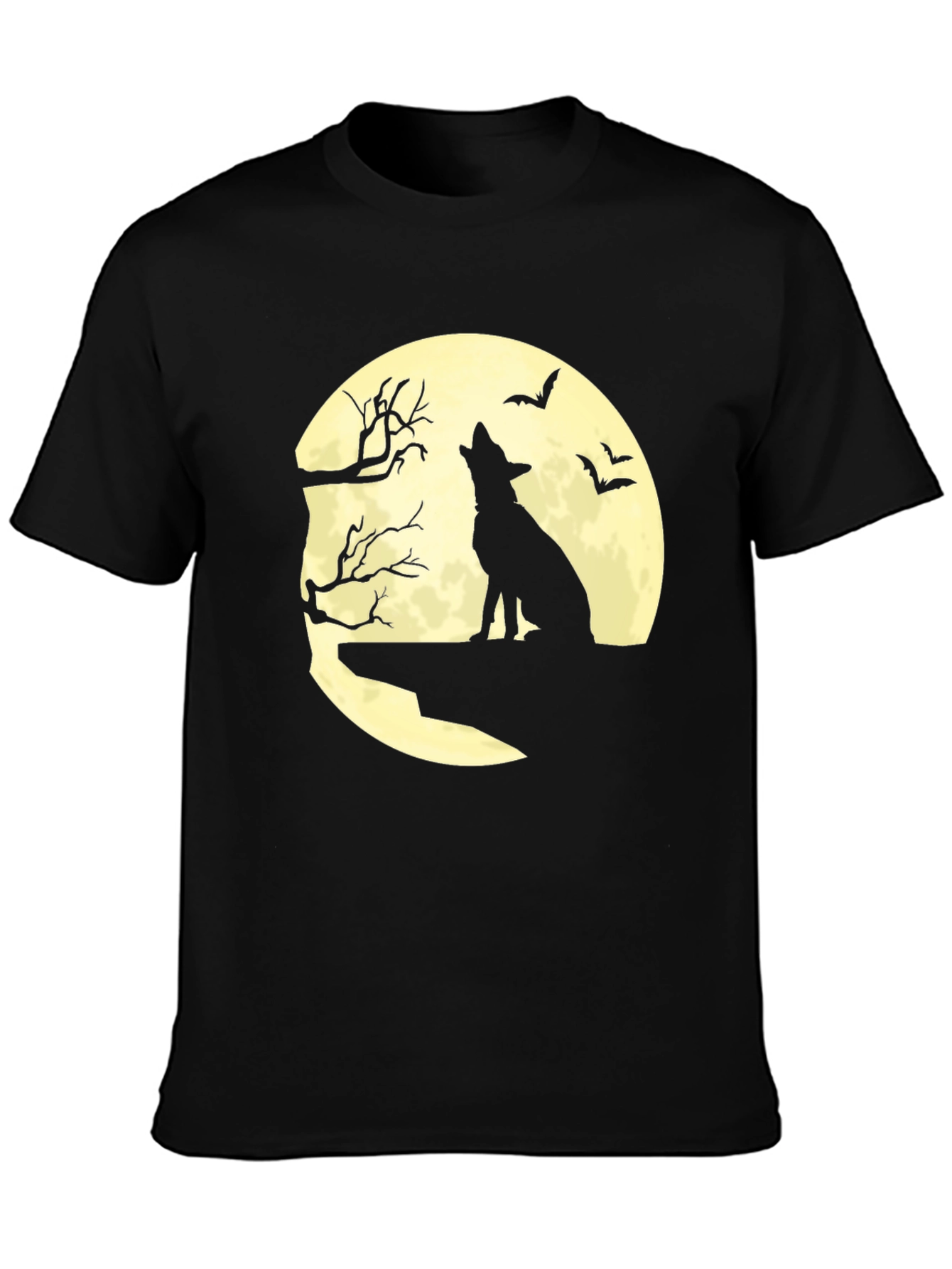 Halloween Wolf Moon Graphic Tee - Black