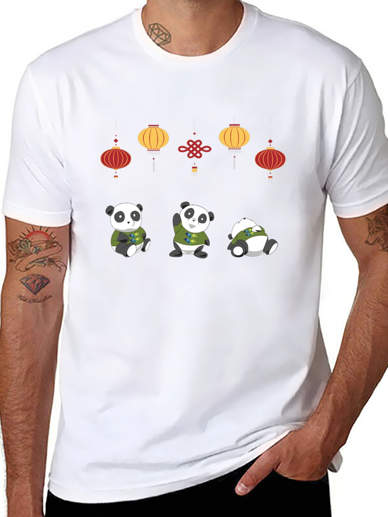 Panda and Lantern Graphic T-Shirt