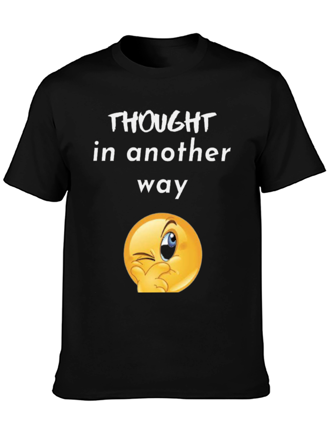 Thought In Another Way Emoji Black T-Shirt