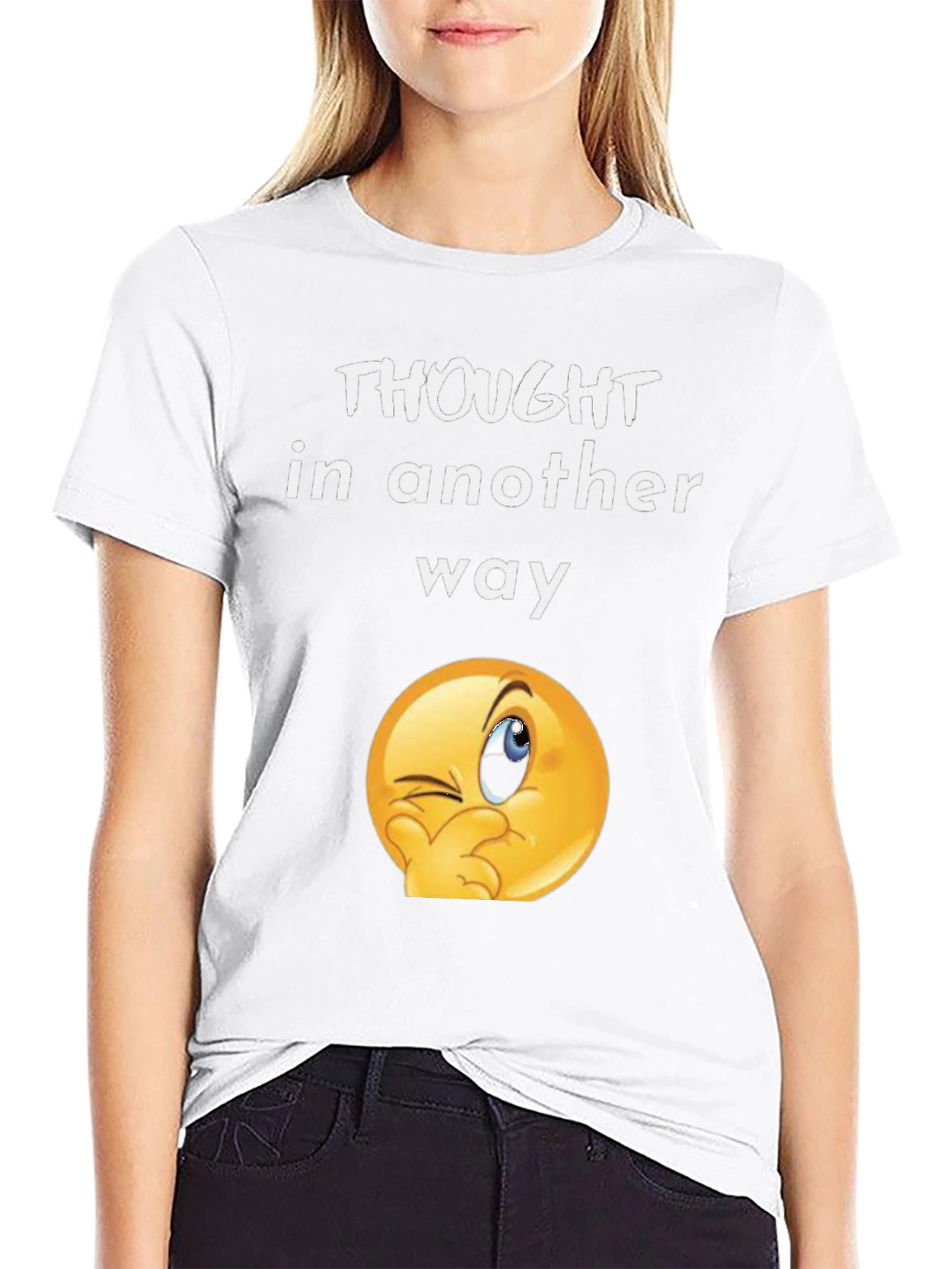 Thought In Another Way Emoji Black T-Shirt