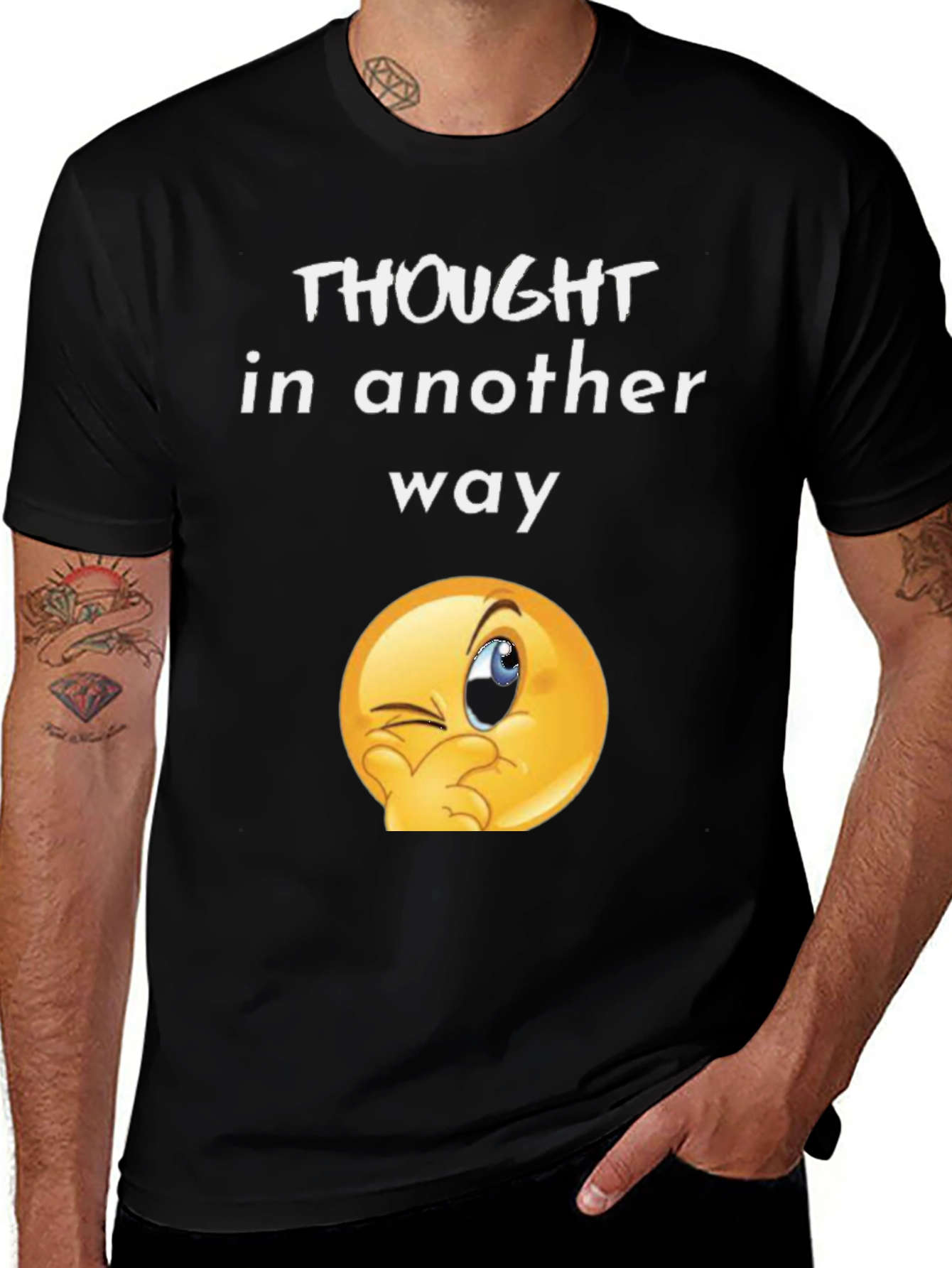 Thought In Another Way Emoji Black T-Shirt