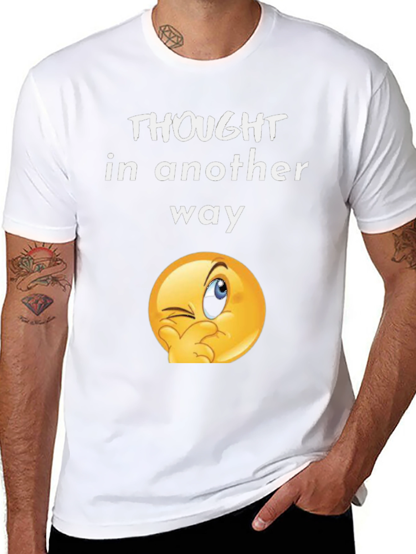 Thought In Another Way Emoji Black T-Shirt