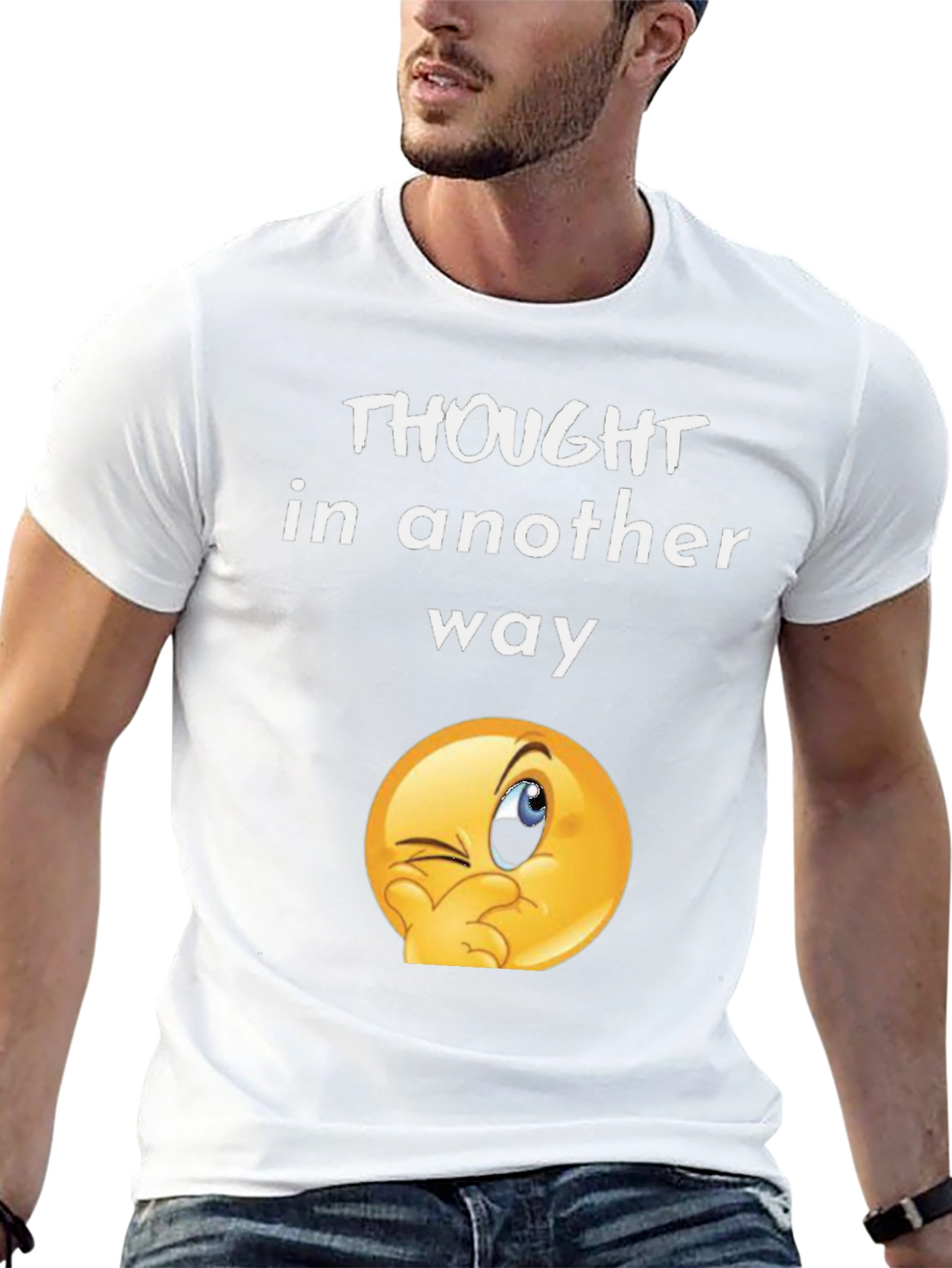 Thought In Another Way Emoji Black T-Shirt